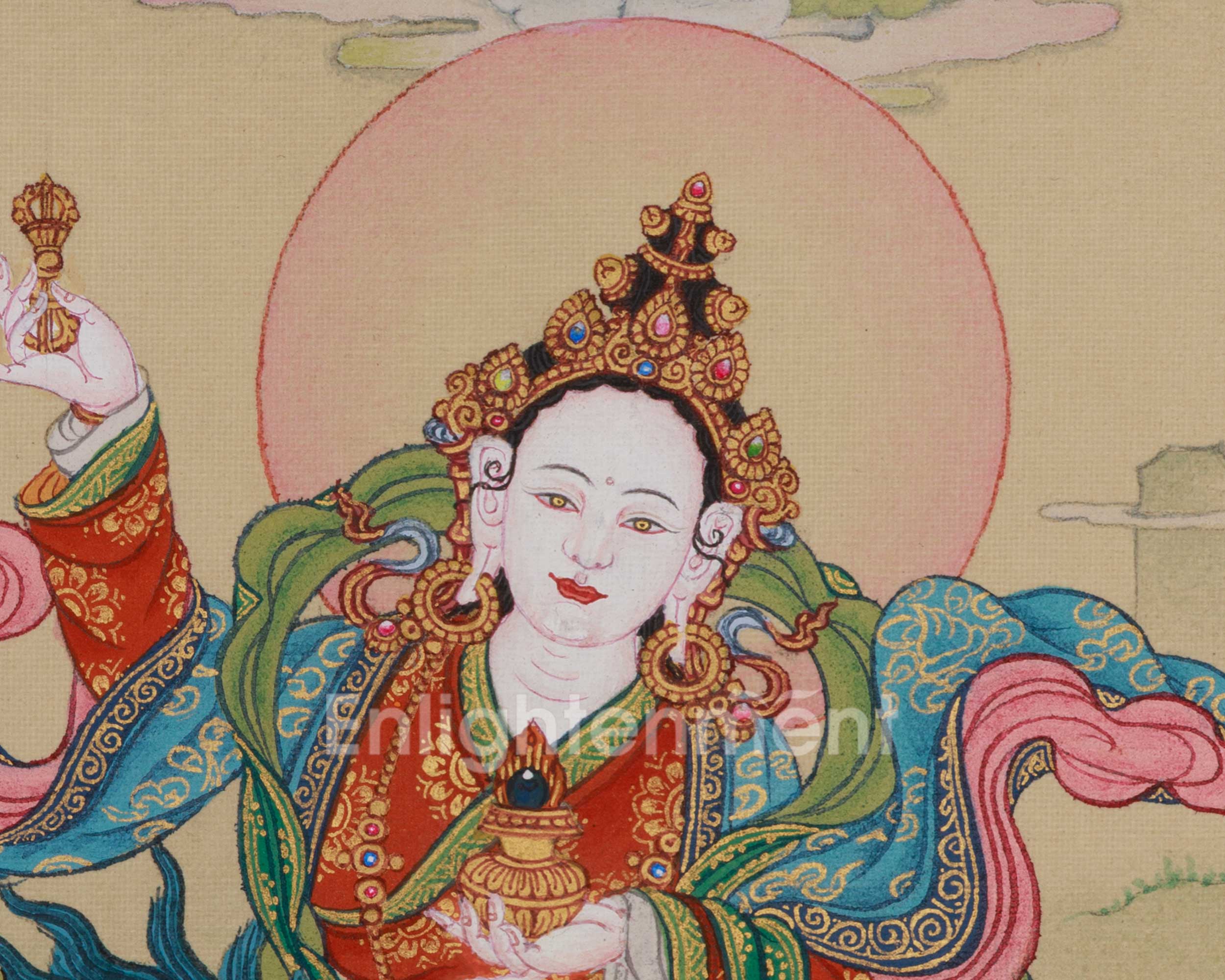 Traditional Tsheringma With Milarepa Thangka | Symbolized Wisdom and Spiritual Guidance
