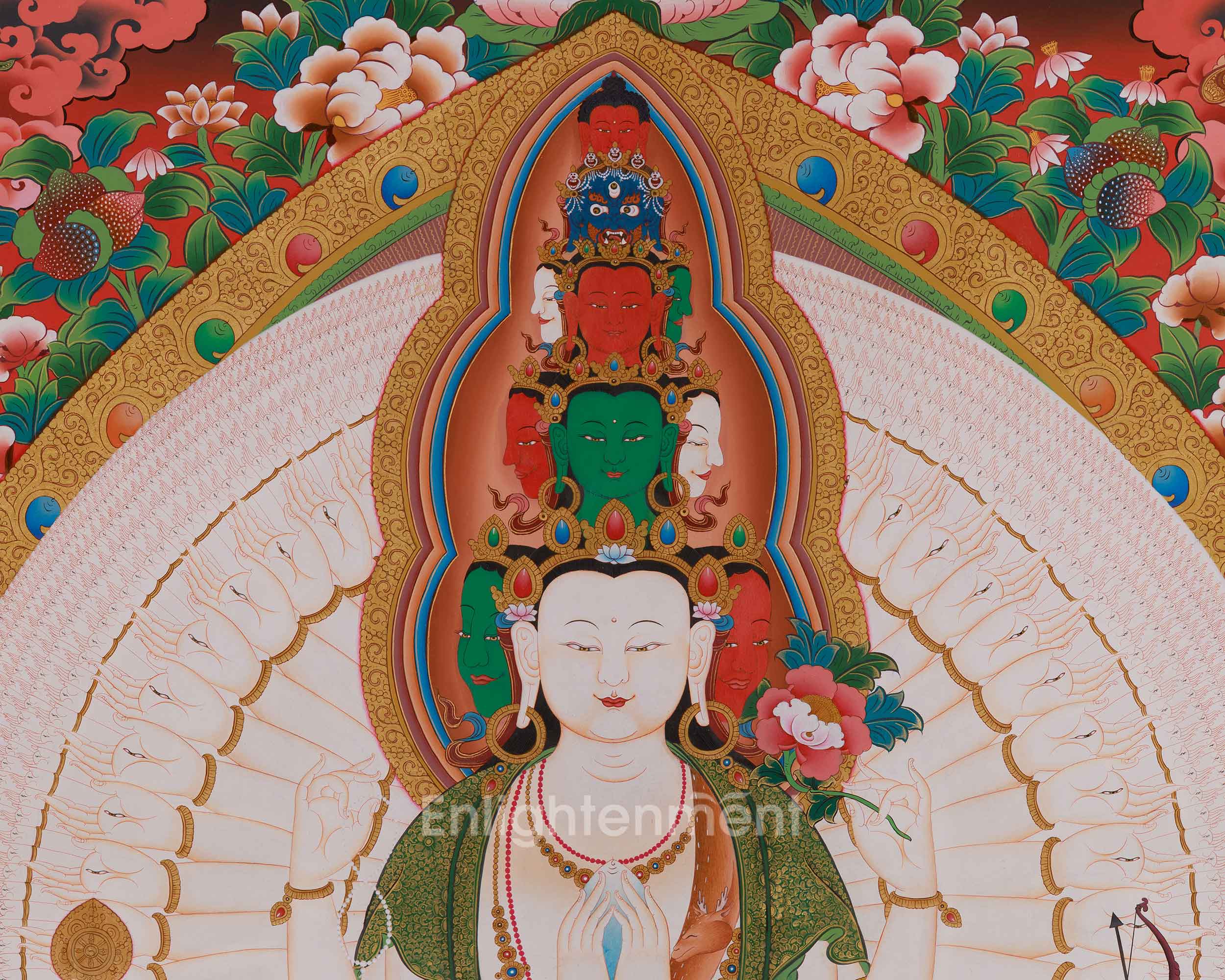 Tibetan Art of 1000 Armed Chenrezig | Compassion and Protection Deity