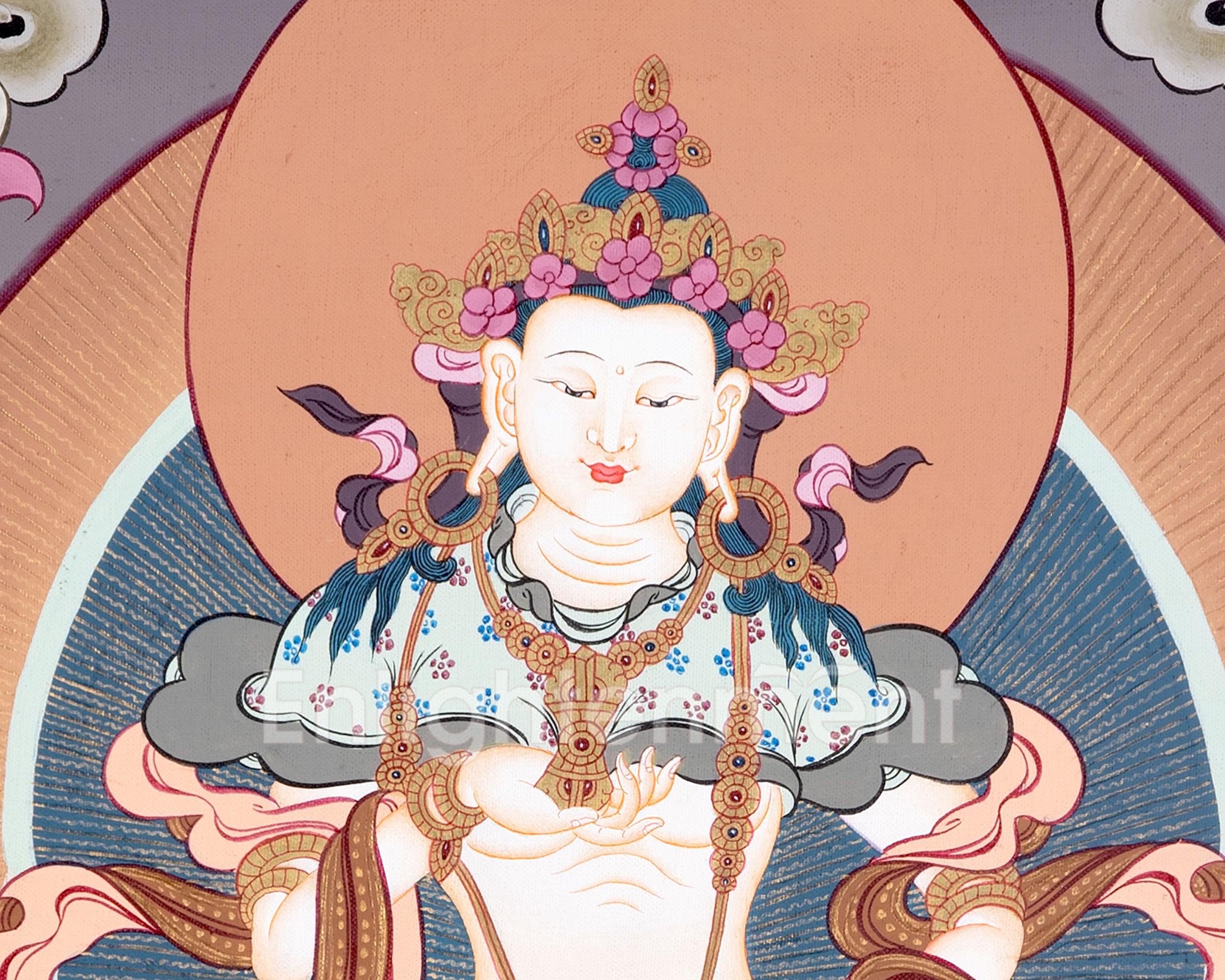 Vajrasattva in Brocade | Thangka of the Bodhisattva of Purification