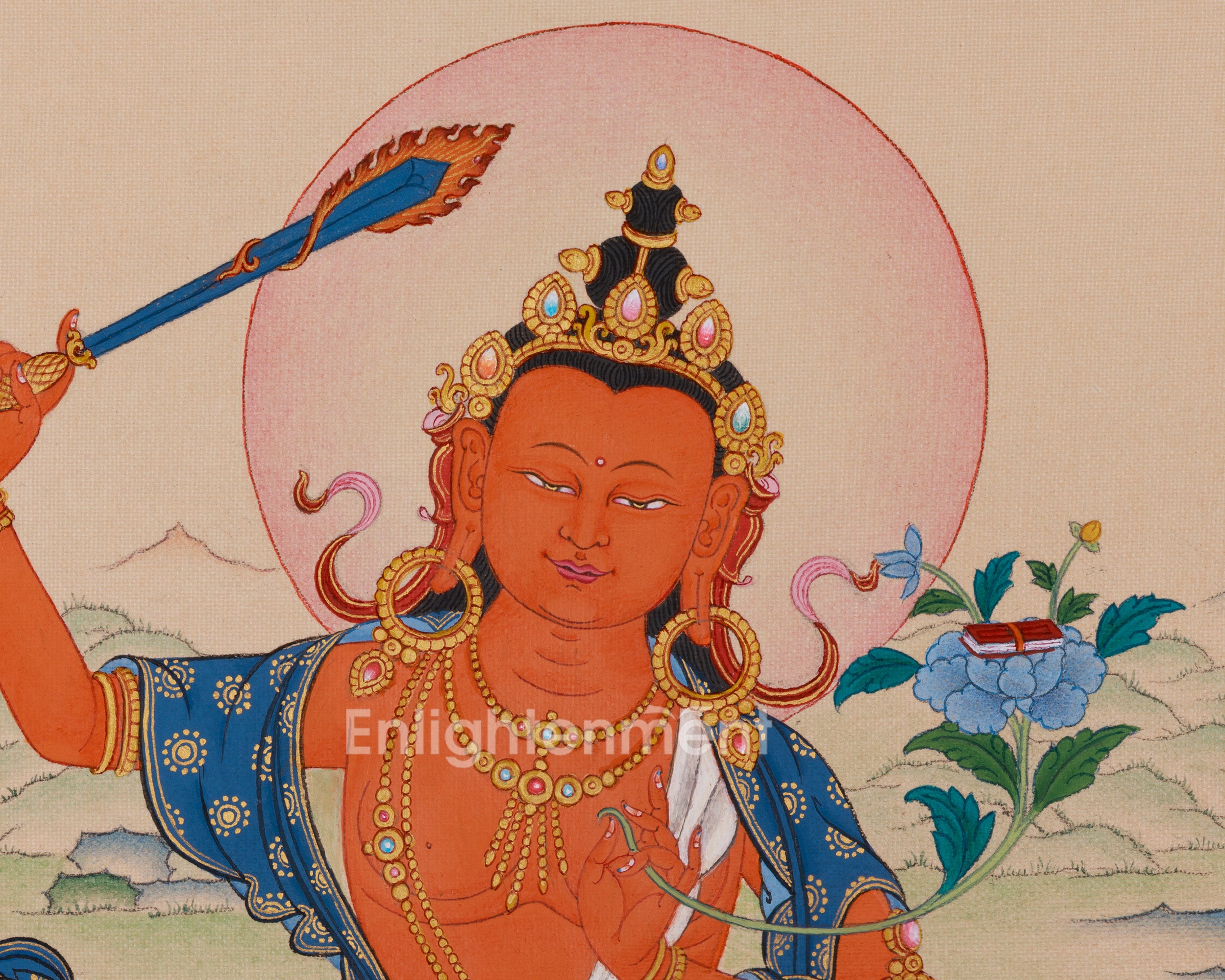 Spiritual Art of Manjushri Bodhisattva | Symbol of Wisdom and Knowledge