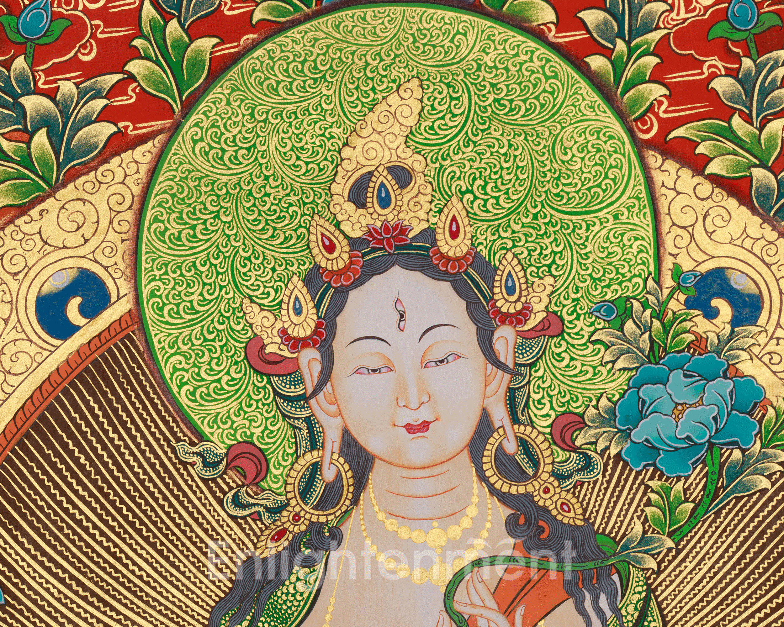 White Tara Healing Deity Thangka | Longevity, Compassion, and Peaceful Protection Art