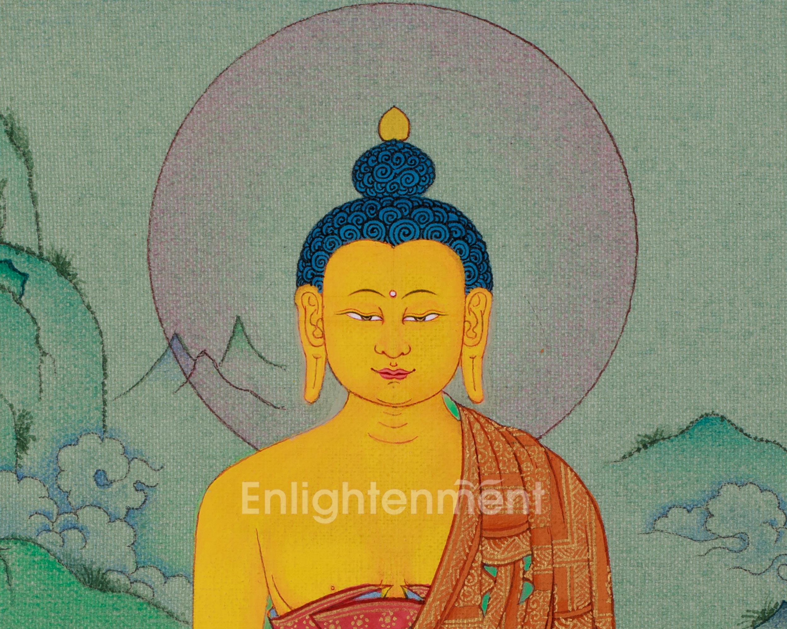 Divine Thangka of Shakyamuni Buddha | A Sacred Representation of Enlightenment