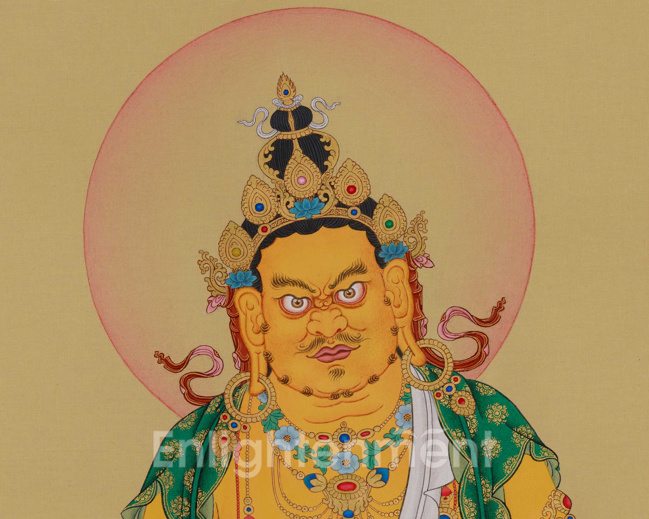Tibetan Thangka of Dzambhala | Buddhist Deity of Wealth, Fortune, and Prosperity