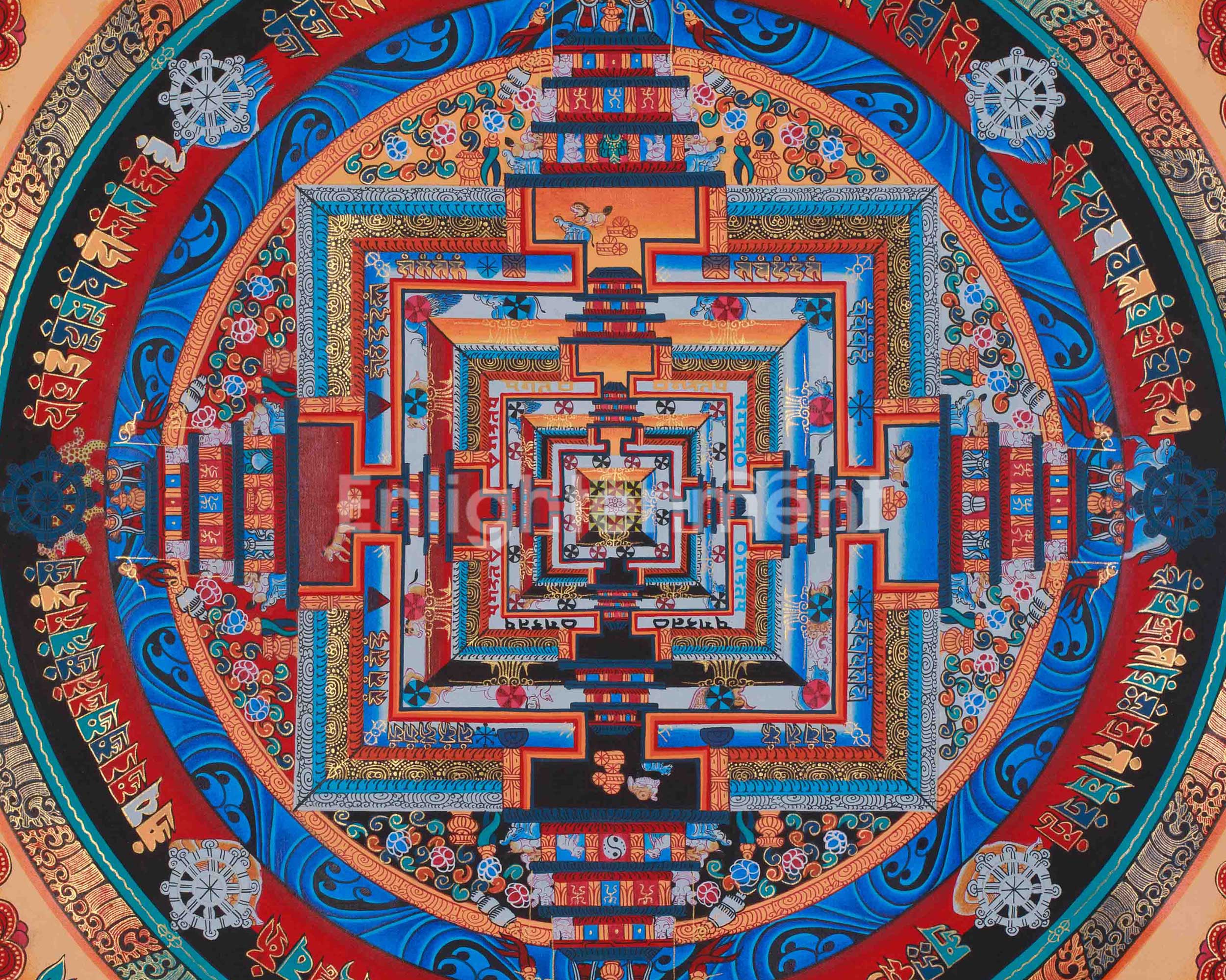 Vajrayana Kalachakra Mandala Art | Wheel of Time Buddhist Thangka