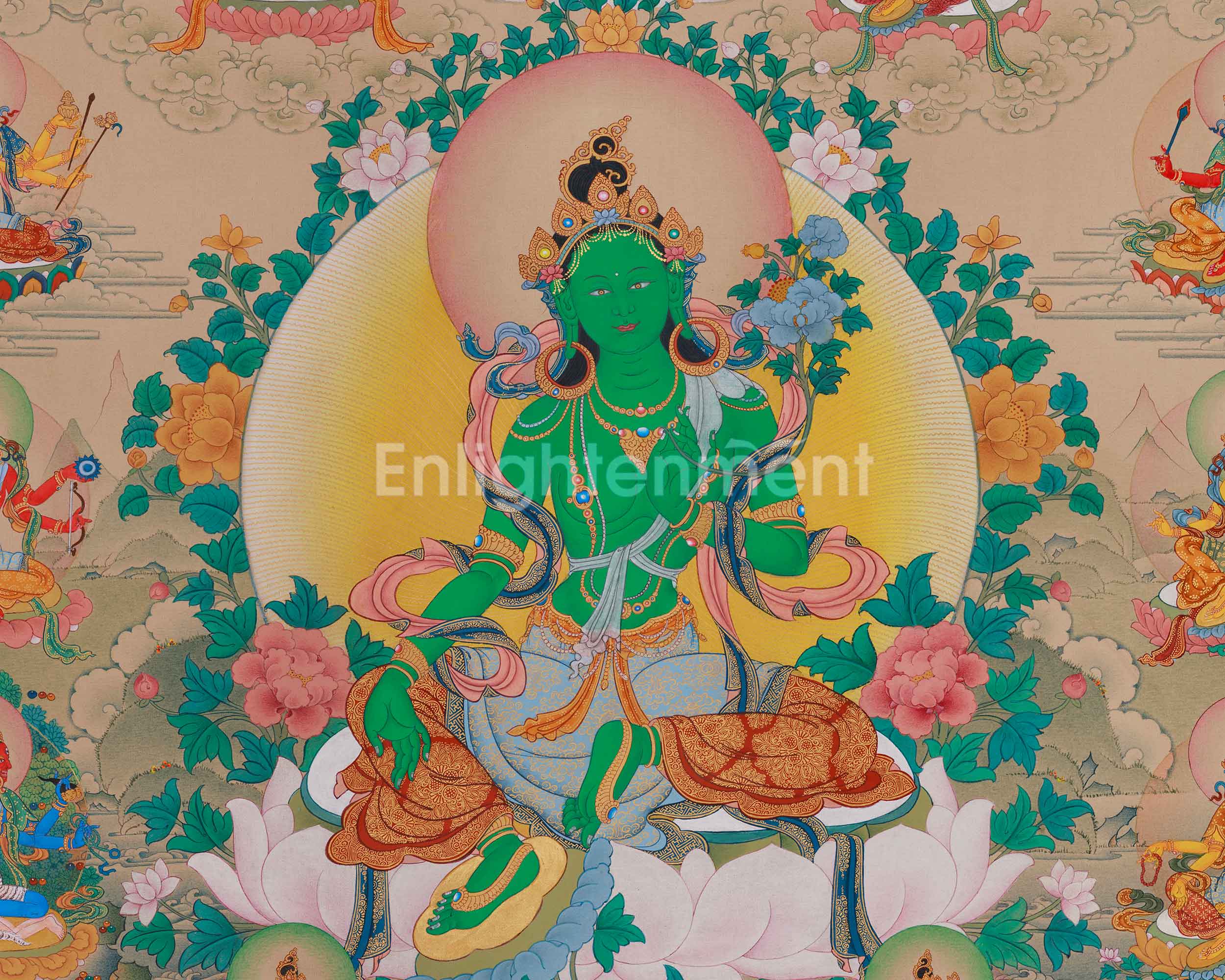 Traditional Thangka of 21 Tara | Compassion and Swift Protection