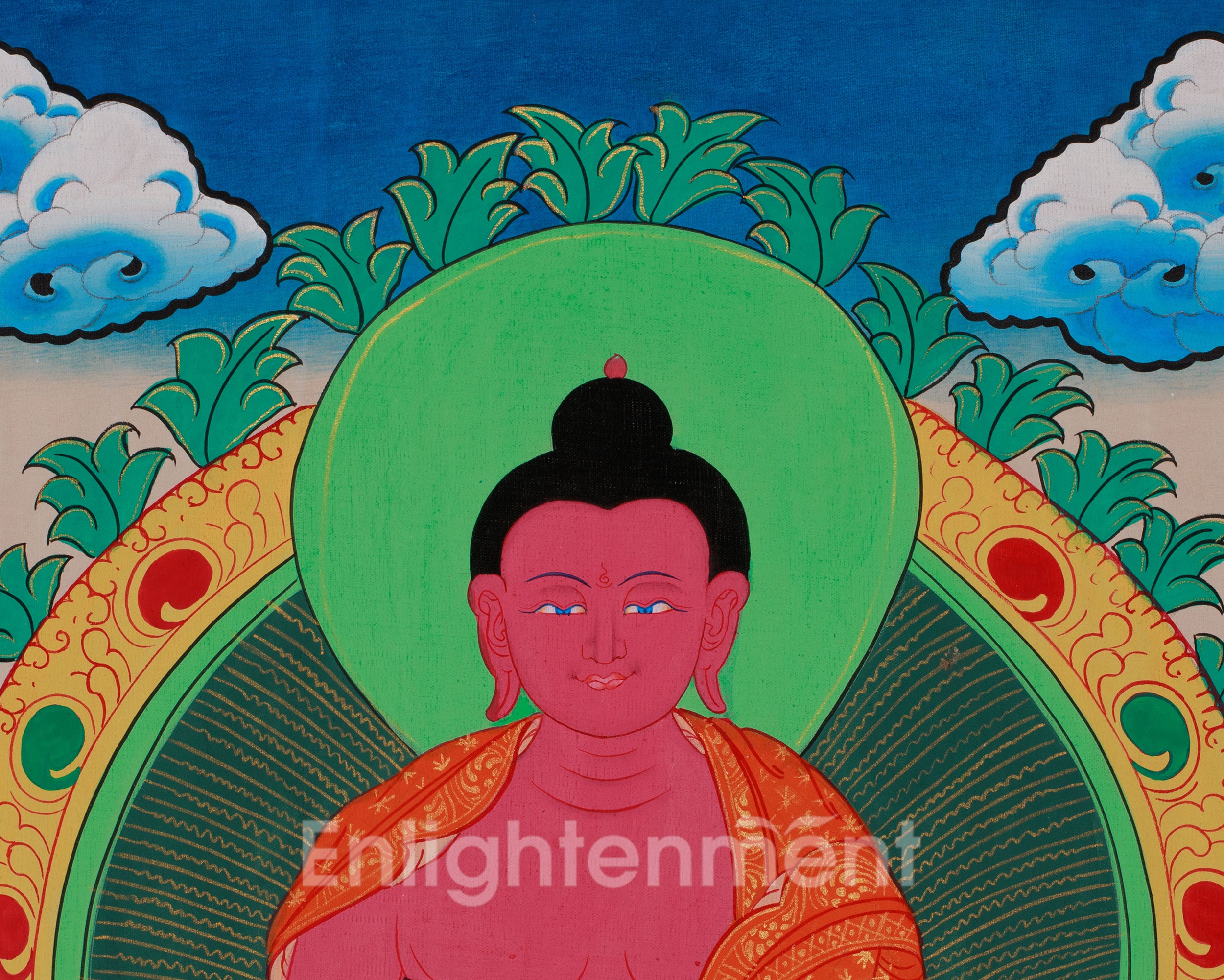 Amitabha, Red Buddha Thangka | Infinite Light and Compassion