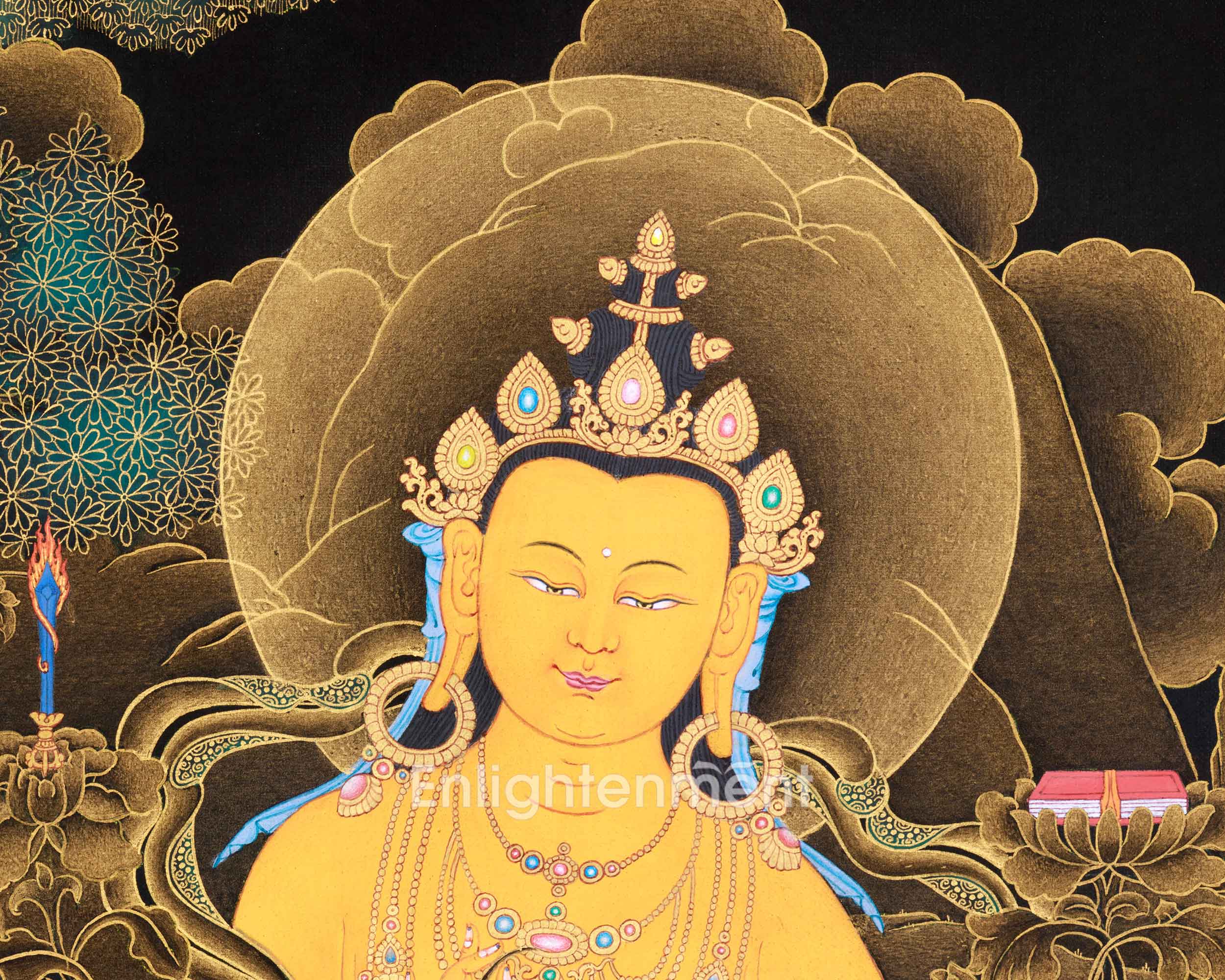 Hand Painted Manjushri Thangka for Home Decor | Traditional Tibetan Art