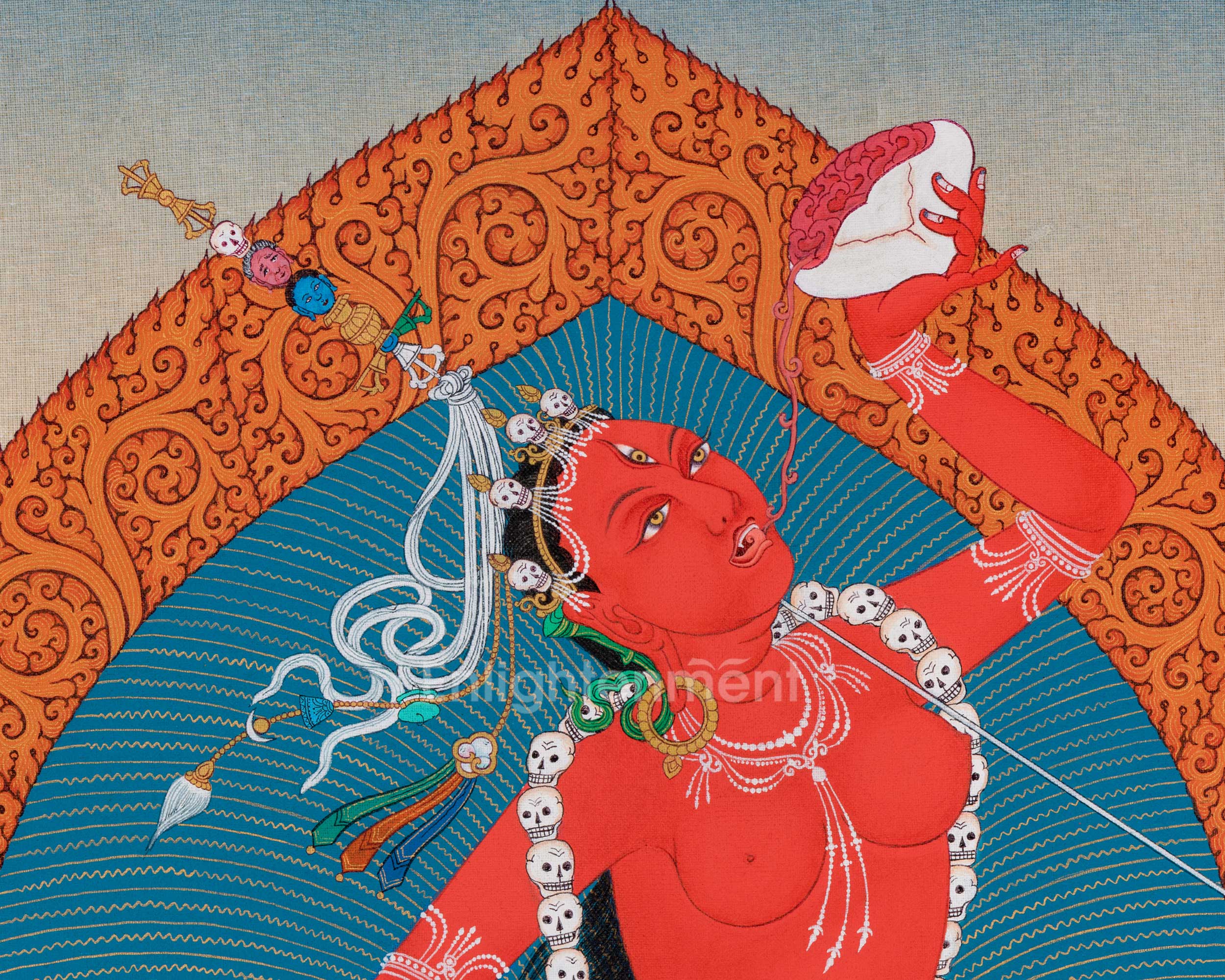The Vajrayogini's Illuminated Path: Hand-Painted Thangka for Spiritual Awakening