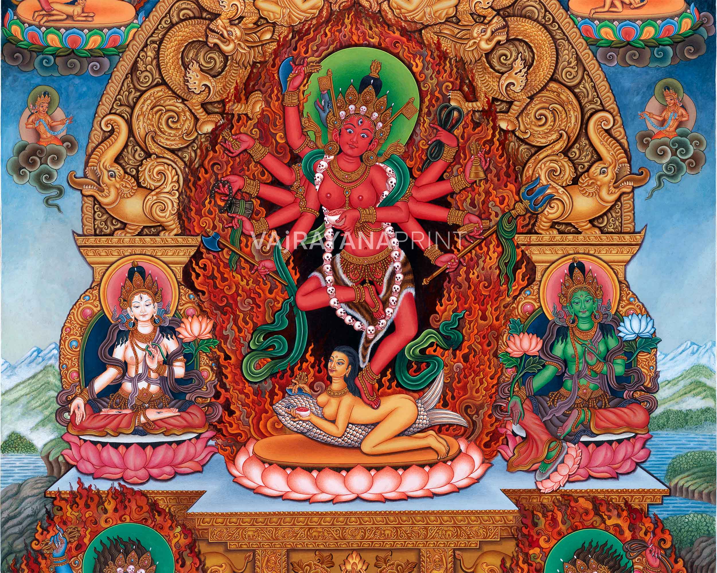 Sacred Presence Dakini Thangka Print | Beautiful Wall Decor of Dakini | Traditional Artwork