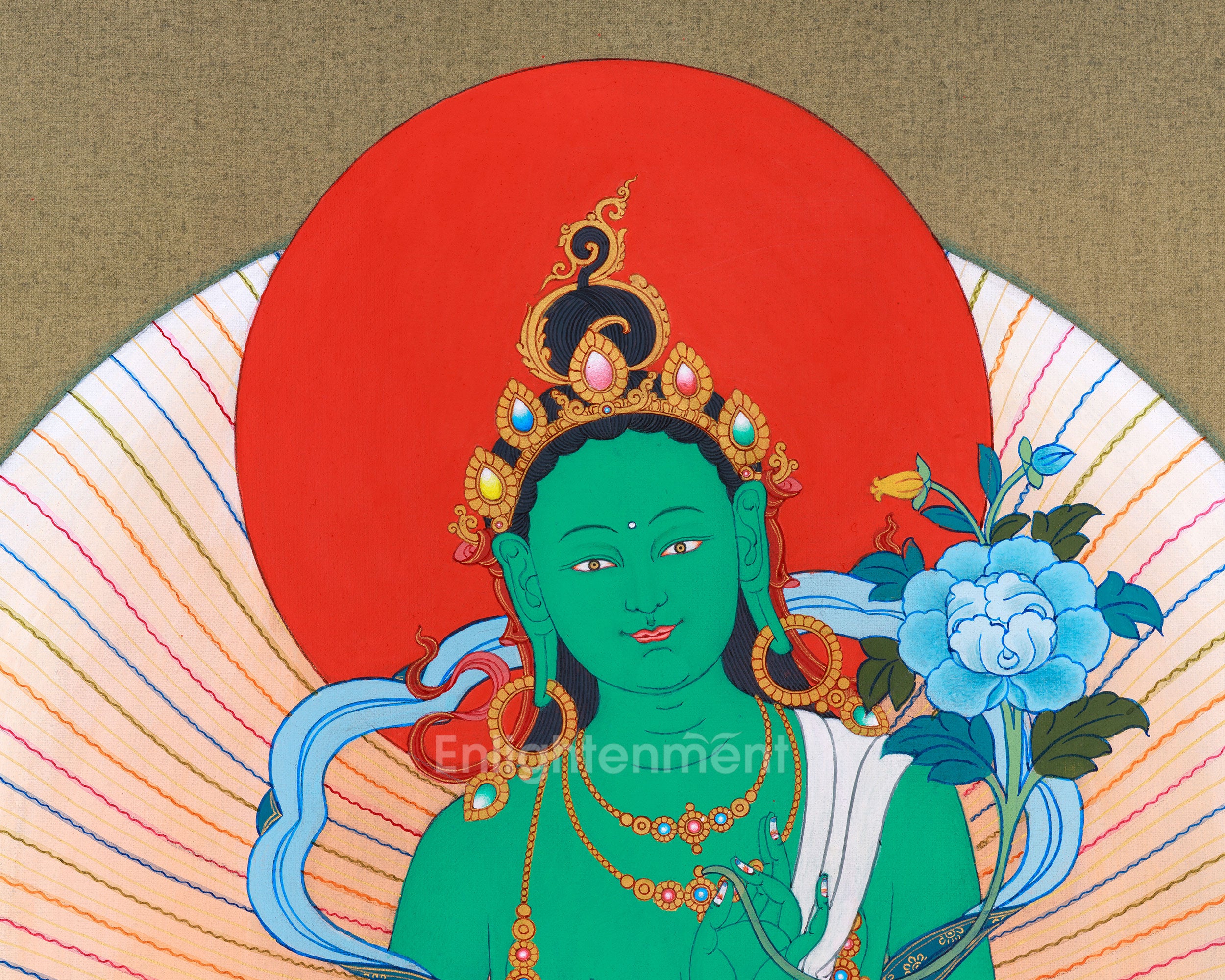 Radiant Mother Tara Thangka | Green Tara | Embrace Divine Protection
