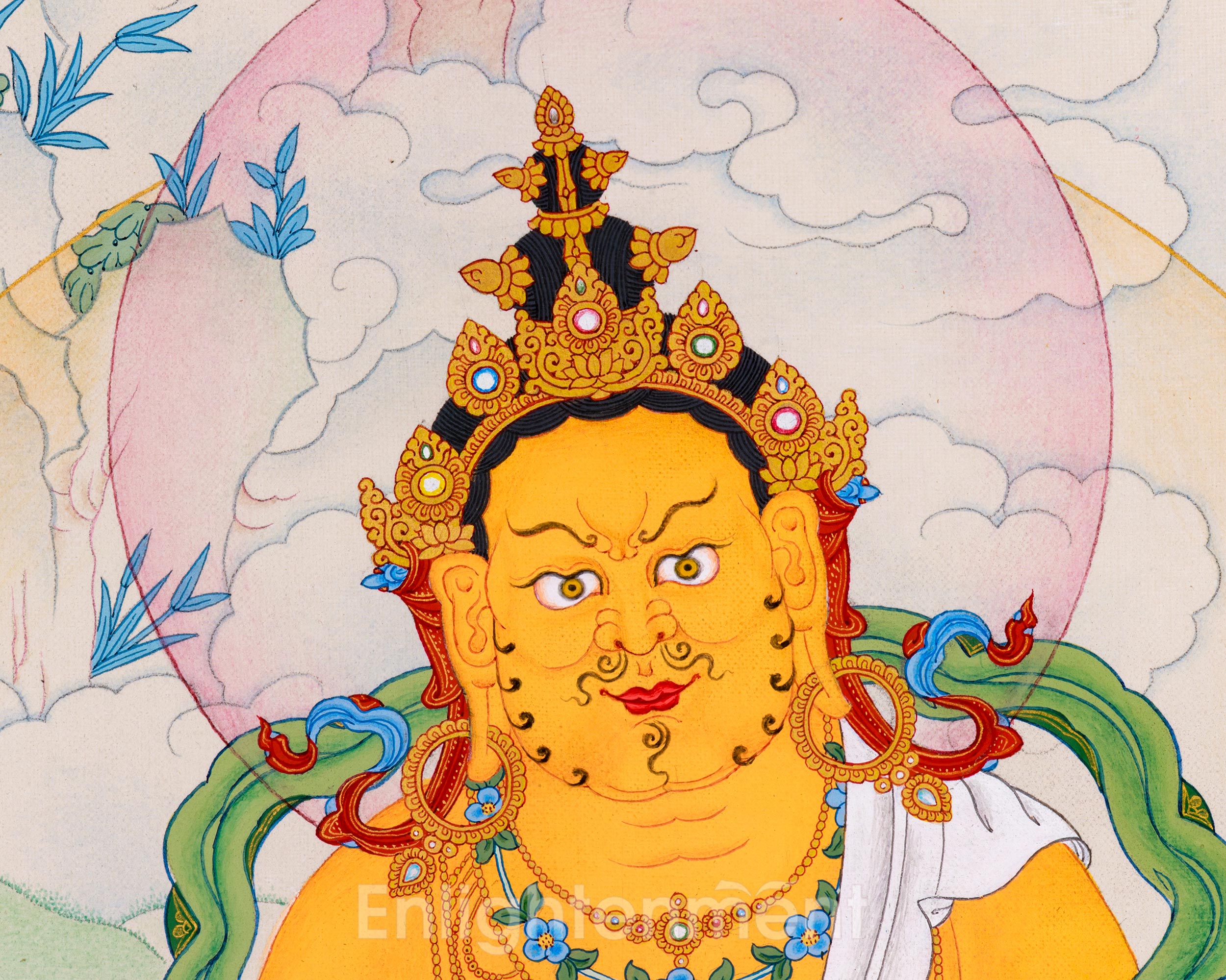 Hand-Painted Dzambhala Thangka | God of wealth