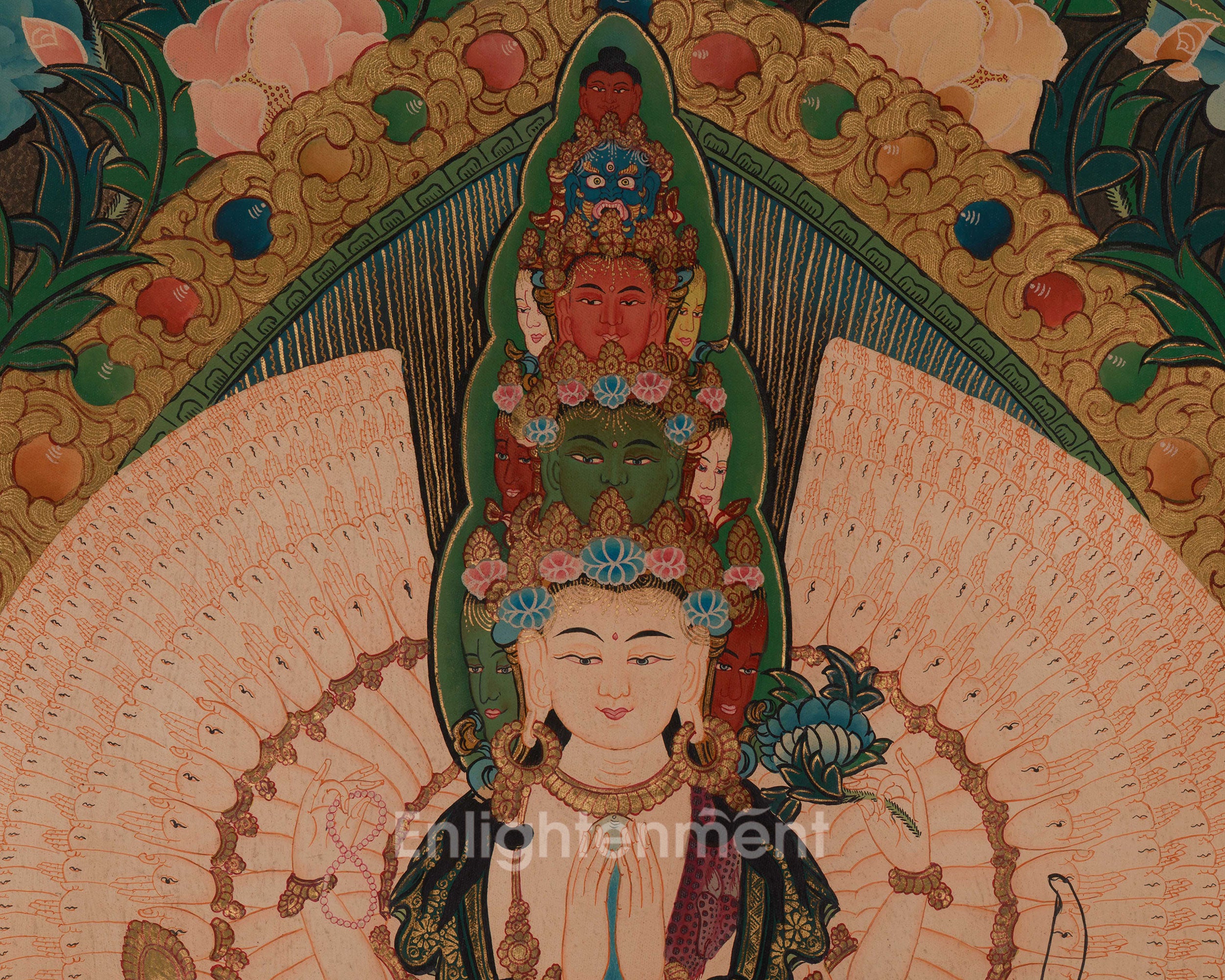 Himalayan 1000 Armed Chenrezig Thangka | Hand Painted Buddhist Compassion Art