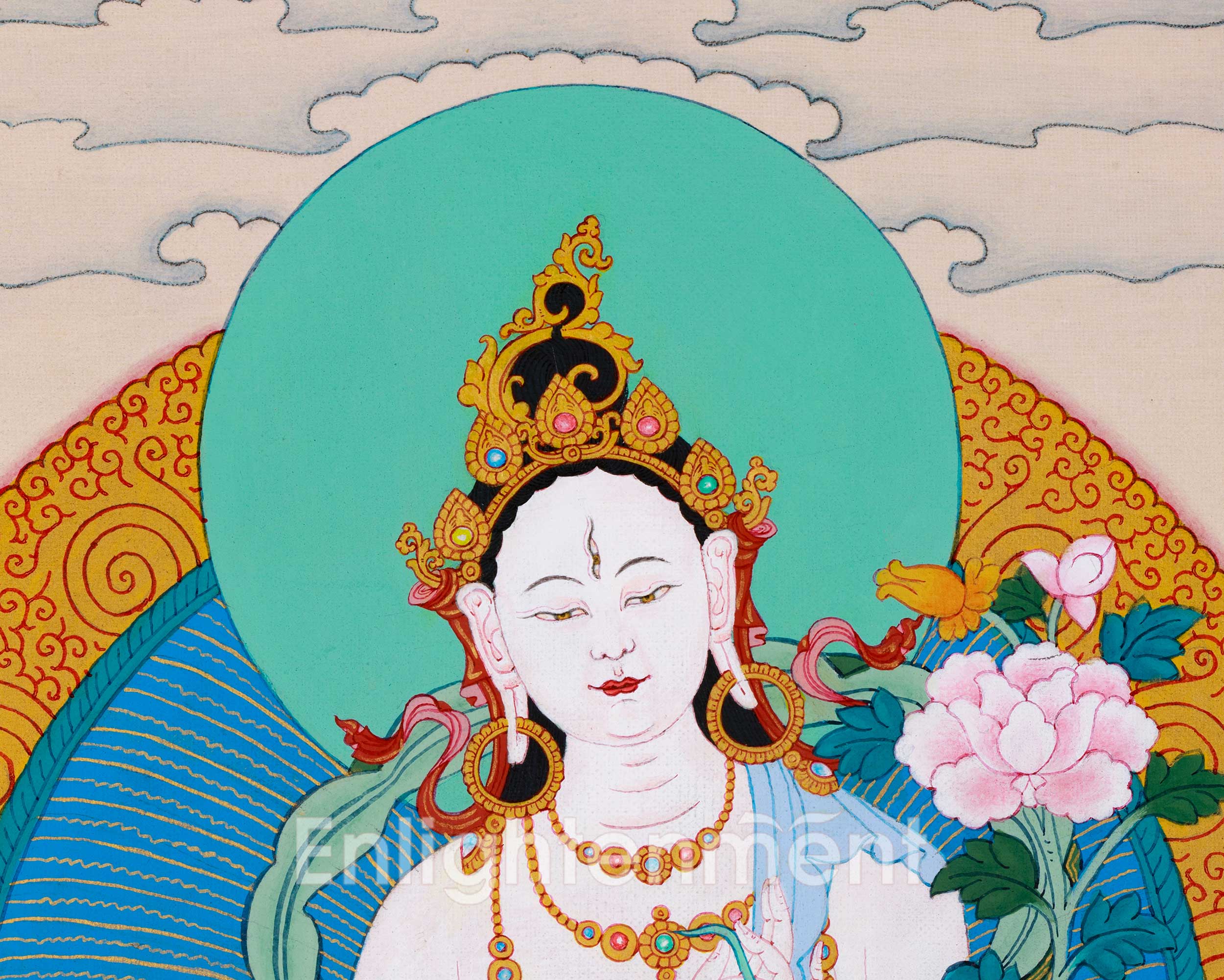 White Tara Meditation Thangka | Traditional Mother Tara Art