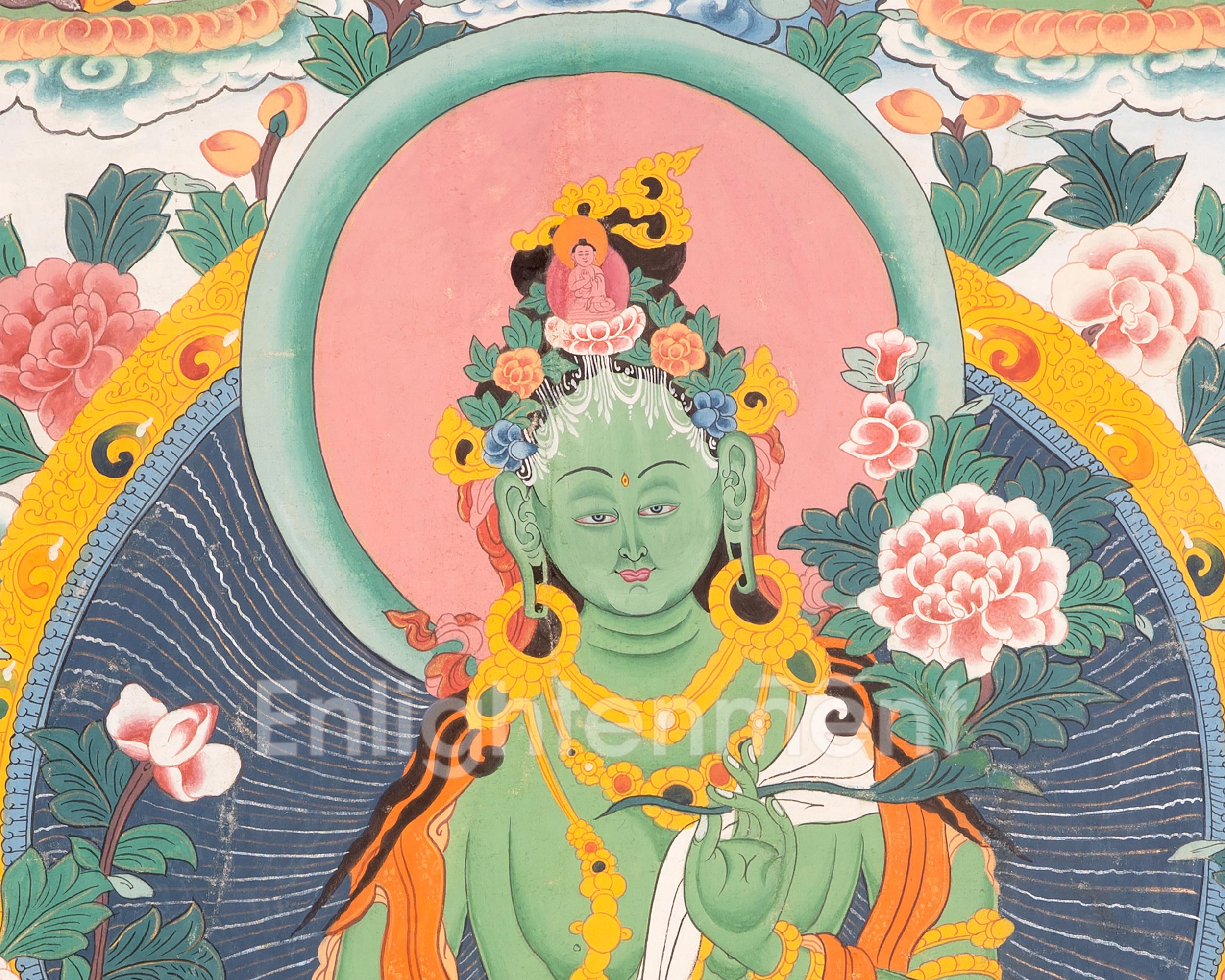 Original Green Tara in Brocade | The Compassionate Goddess of Healing and Protection