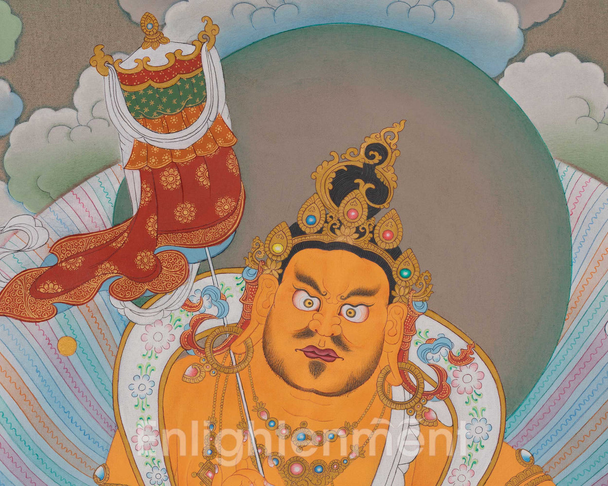 Namtoshe Buddhist Thangka | A Revered Guardian King | Deity of Abundance