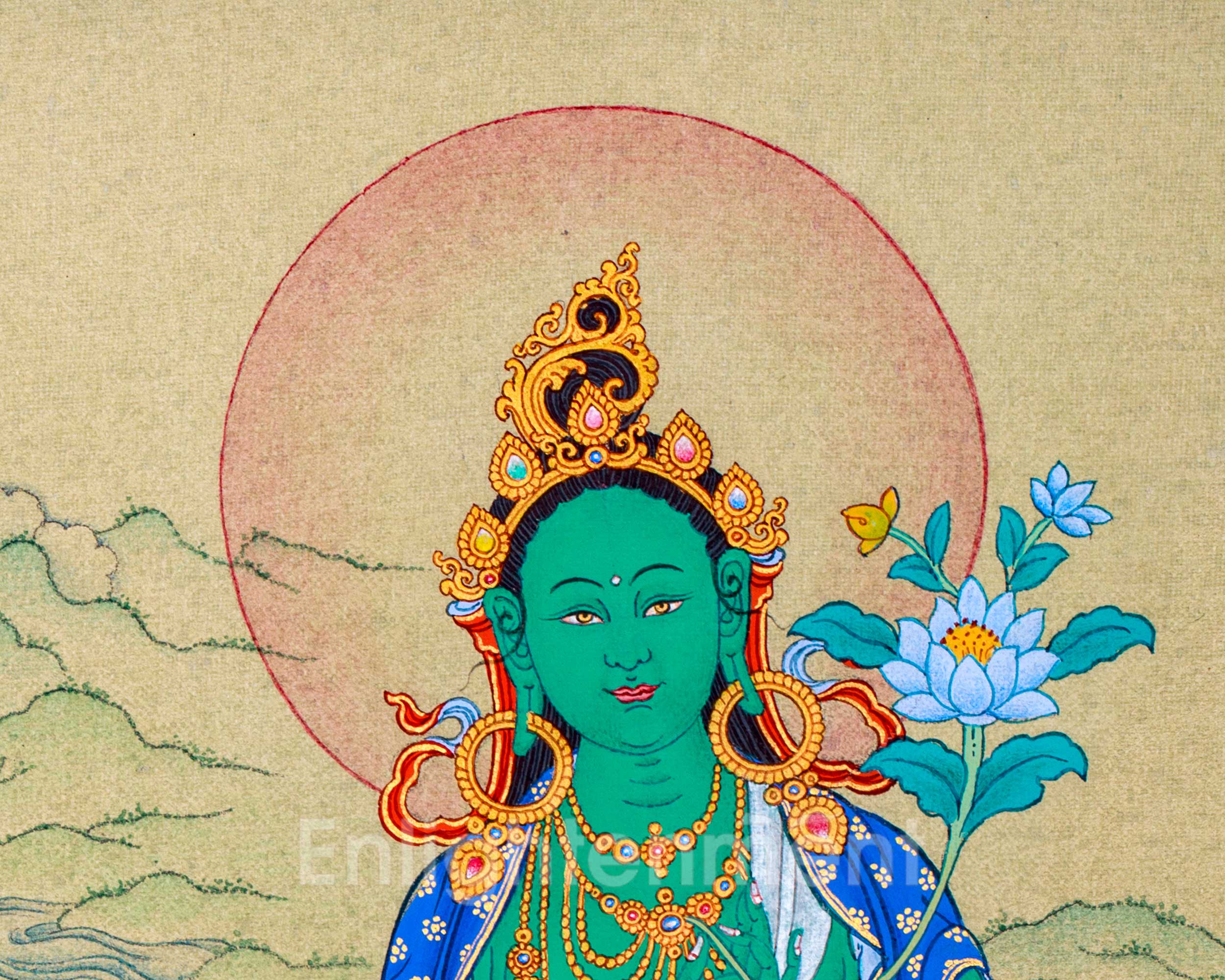 Green Tara Figurine | Buddhist Deity Tara Thangka