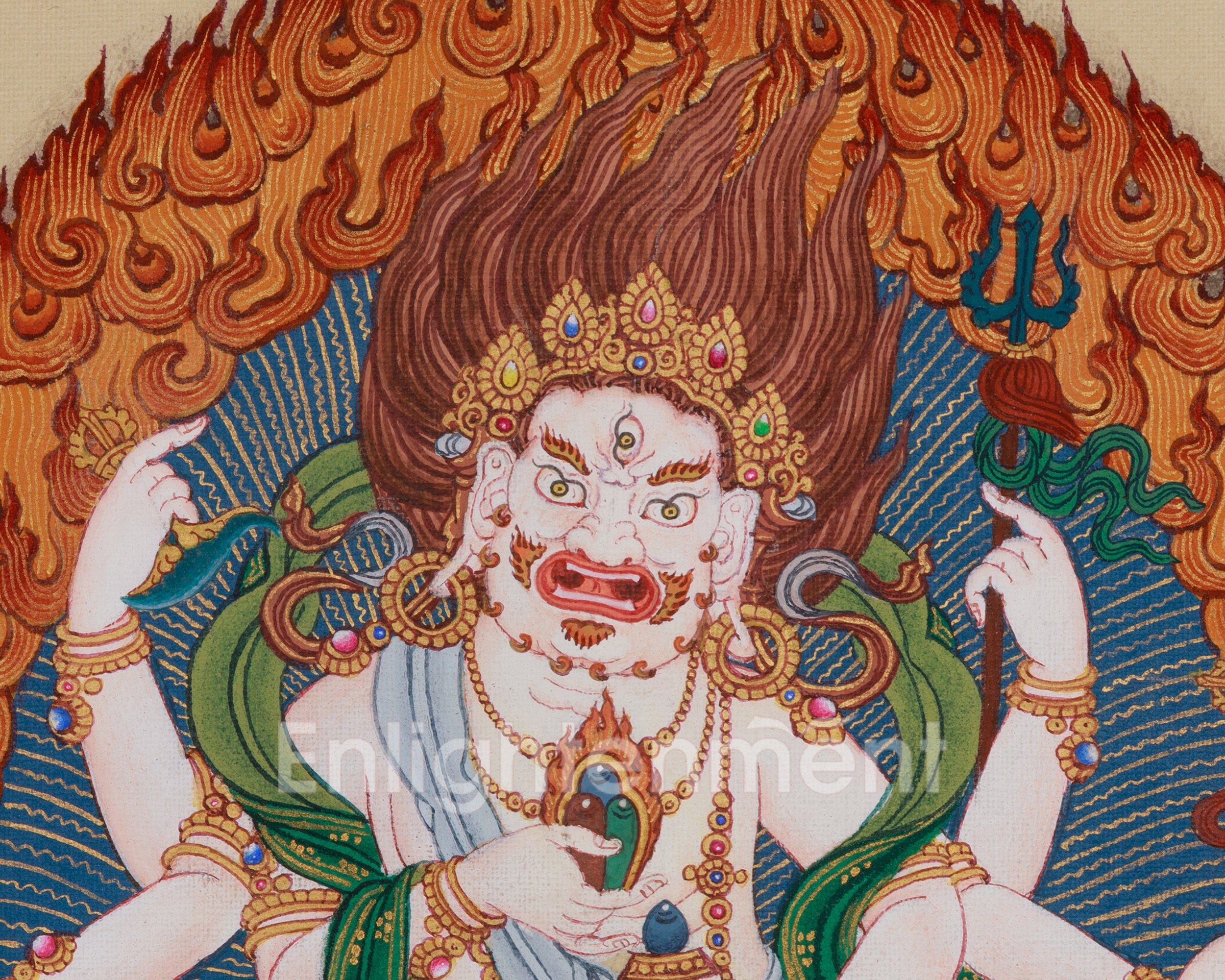 White Mahakala with Vajradharma Thangka | Representing Guardian Deities