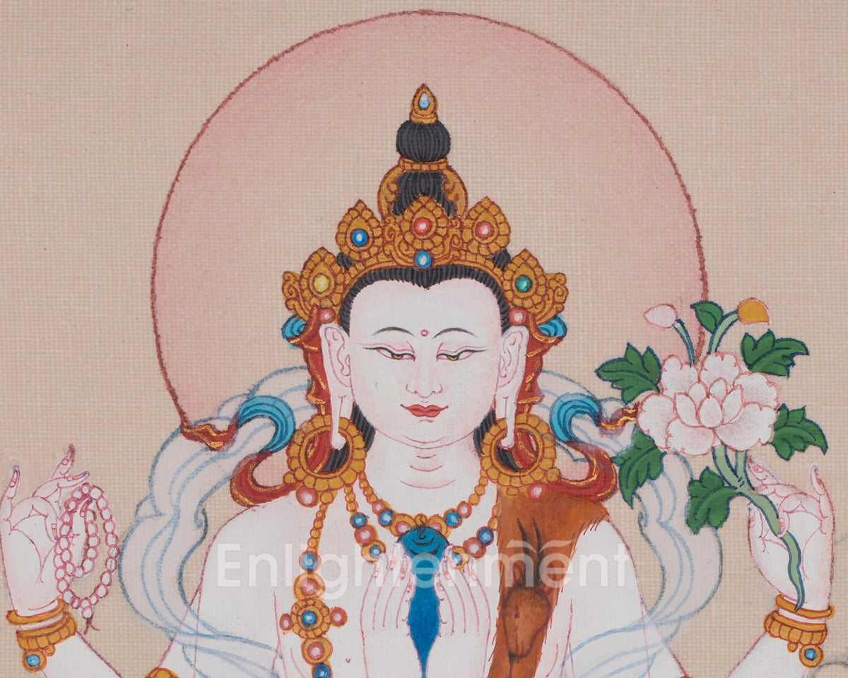 Chenrezig Tibetan Buddhist Thangka | Embodiment Of Universal Compassion
