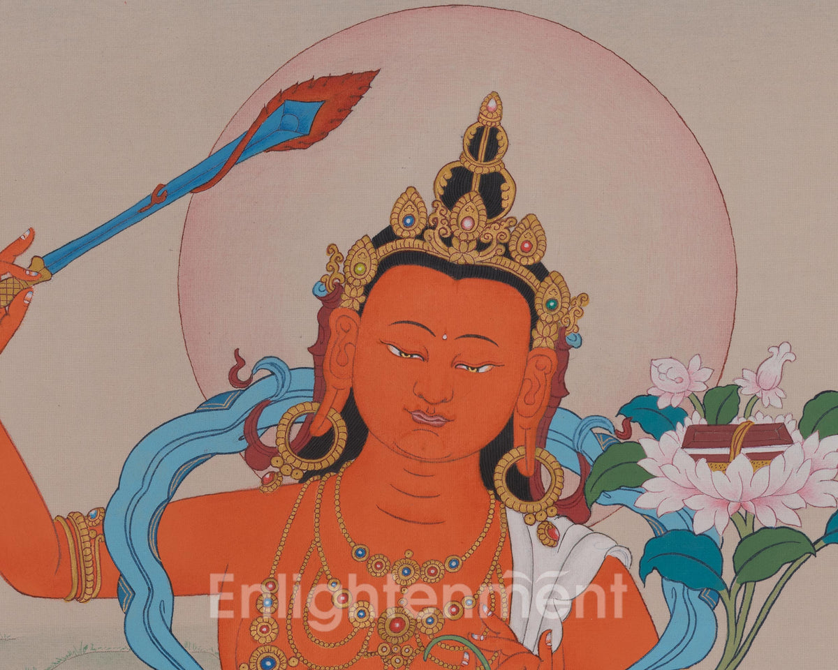 Manjushri Buddhist Artwork | Wisdom Deity | Bodhisattva of Knowledge and Clarity
