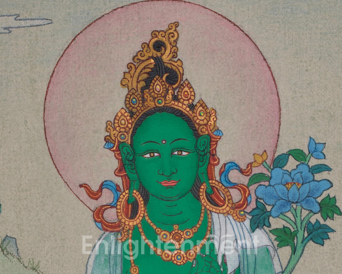 Green Tara Swift Compassion Thangka | Divine Protection Deity | Shyama Tara