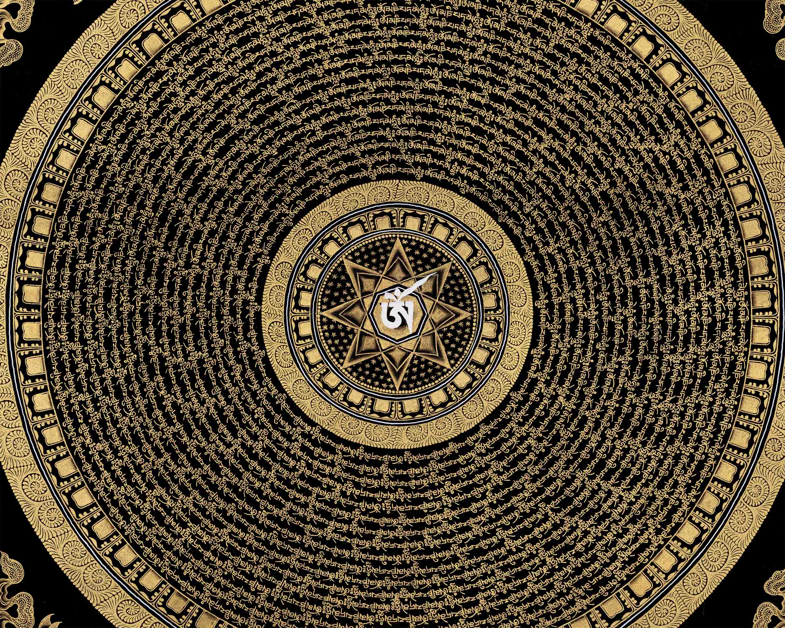 Gold Mandala Thangka Print | Traditional Buddhist Mandala in Giclee Canvas Print | Spiritual Gift Ideas