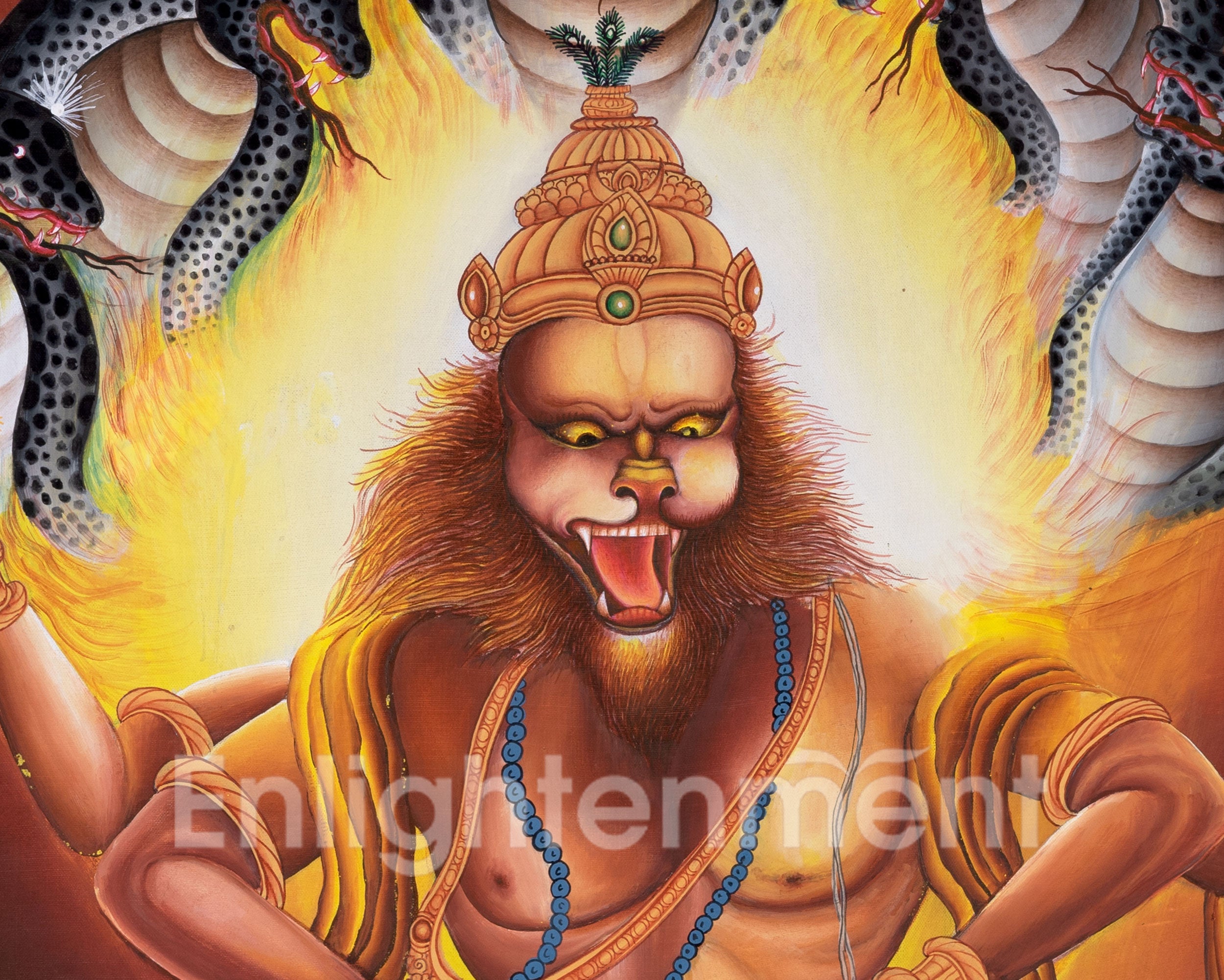 Fierce Narasimha Thangka | Lion-Headed Deity