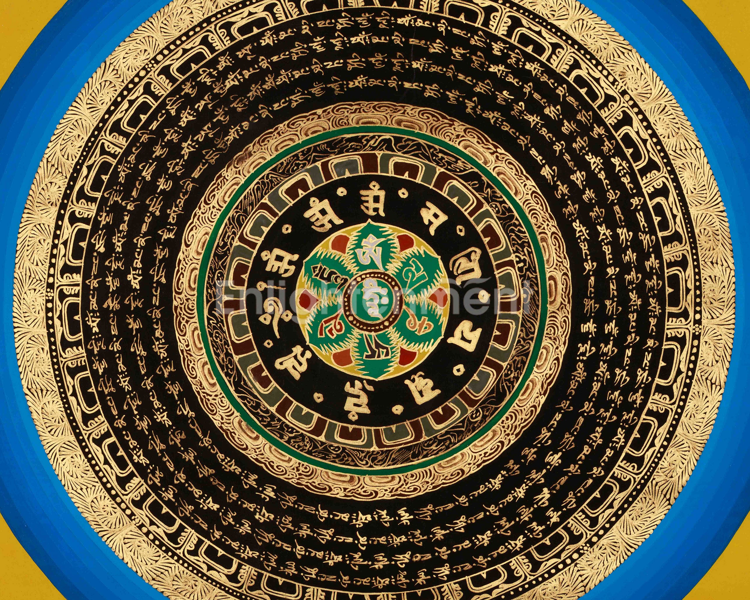 Sacred Mantra Mandala Art | Tibetan Buddhist Thangka Painting