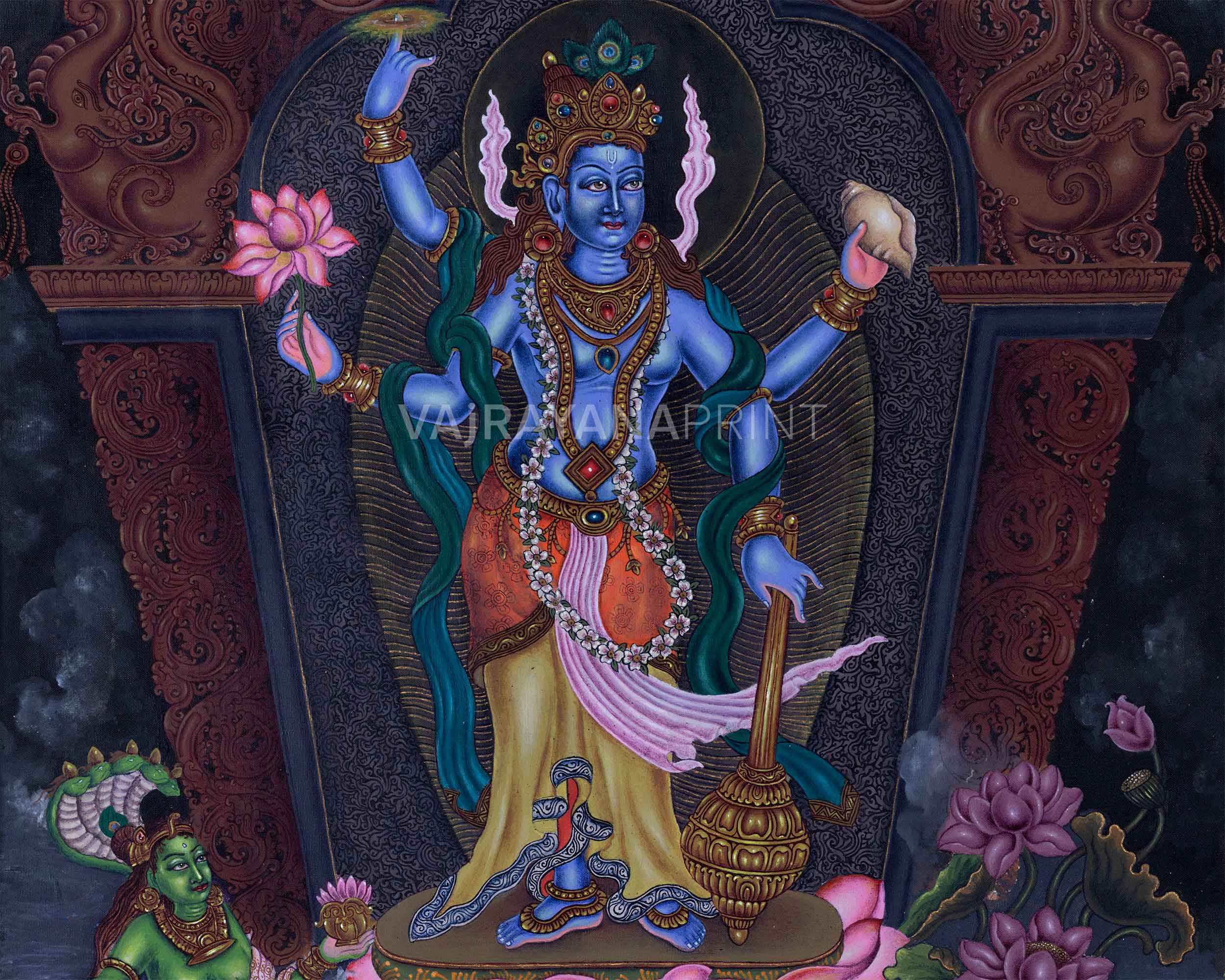 Highly Revered Hindu Deity Sree Vishnu Giclee Print | Vishnu, The God Of Preservation Art