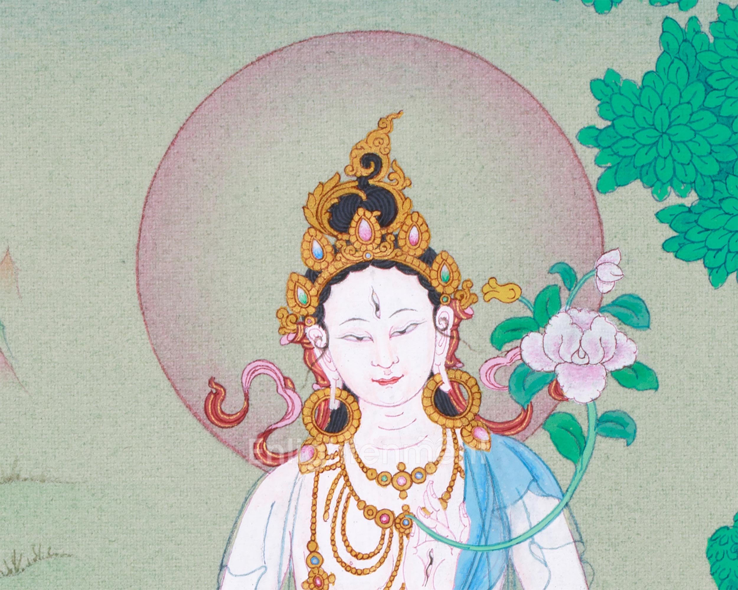 Healing Goddess Thangka, White Tara