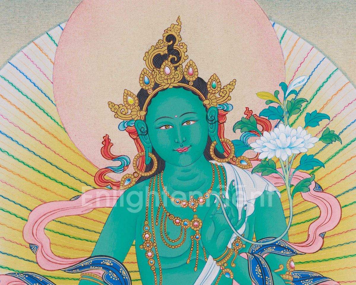 Female Bodhisattva Green Tara Thangka | Mother of Liberation