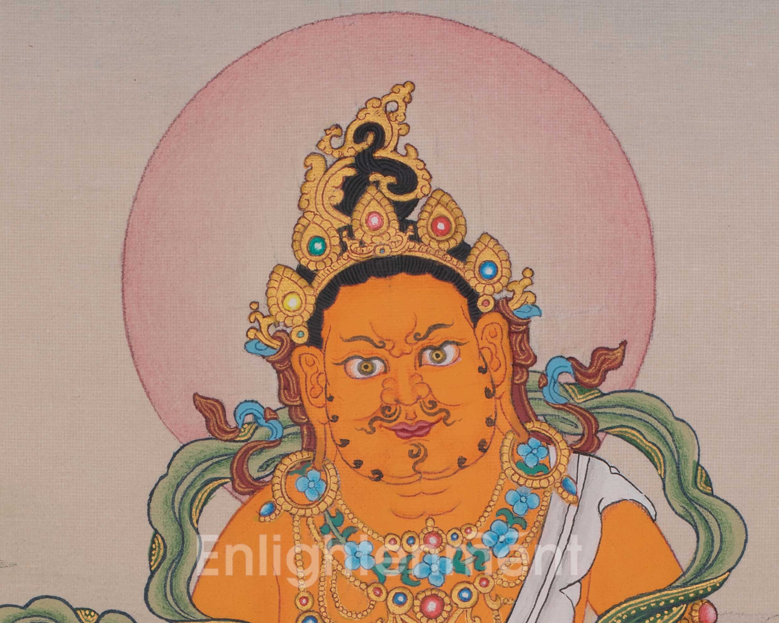 Dzambhala Prosperity Buddhist Art | Tibetan Thangka of Wealth and Abundance