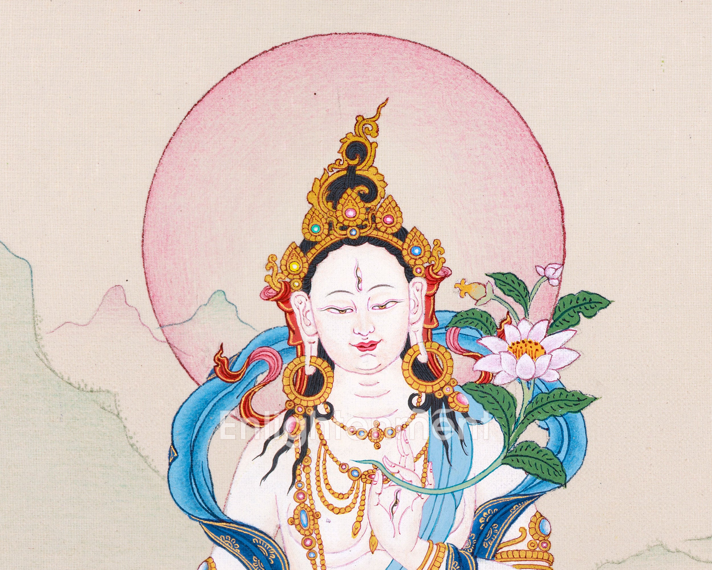 Seven Eyed Goddess Thangka | White Tara Figurine | Compassionate Healing