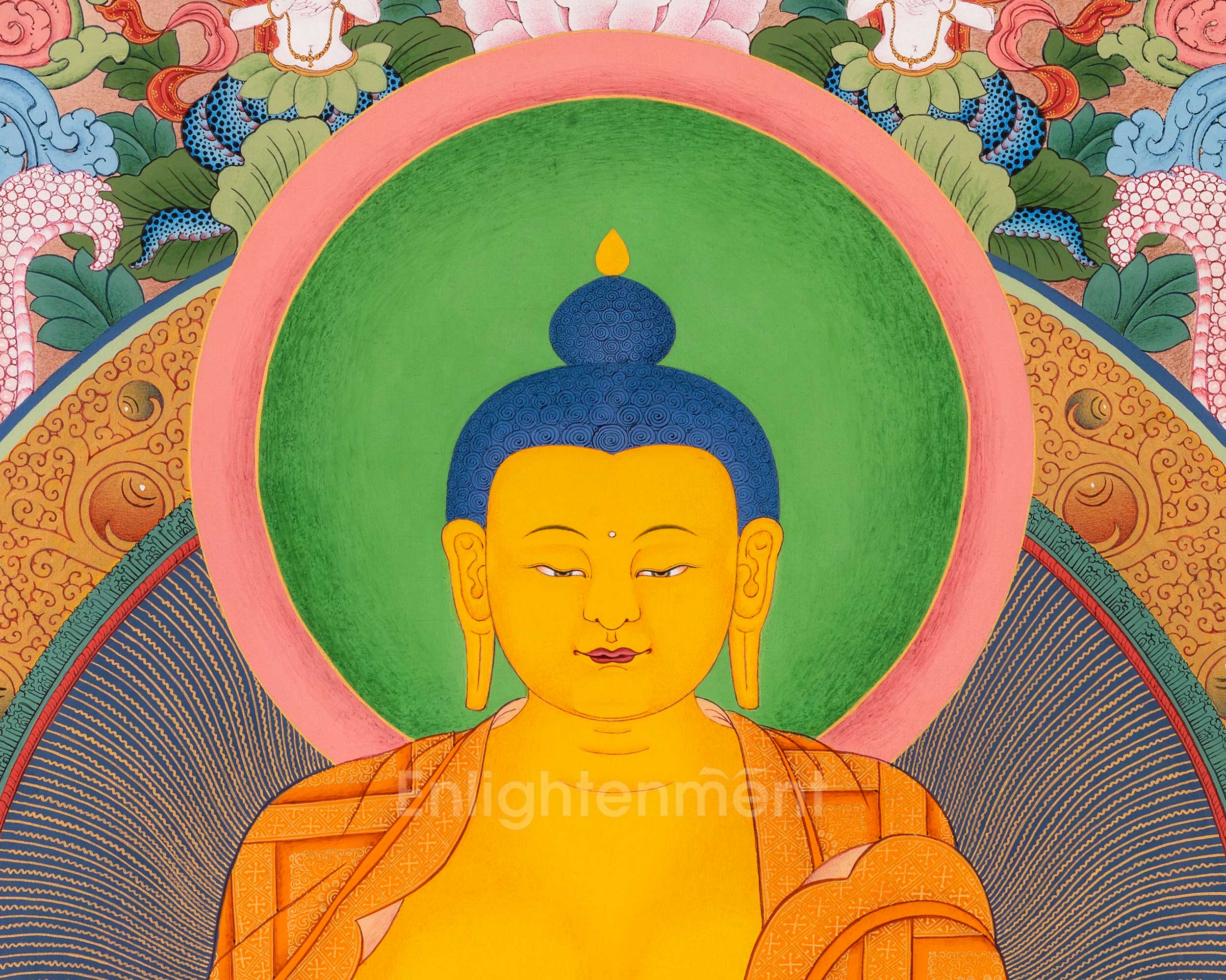 Buddha Shakyamuni with Manjushri and Maitreya Buddha Thangka
