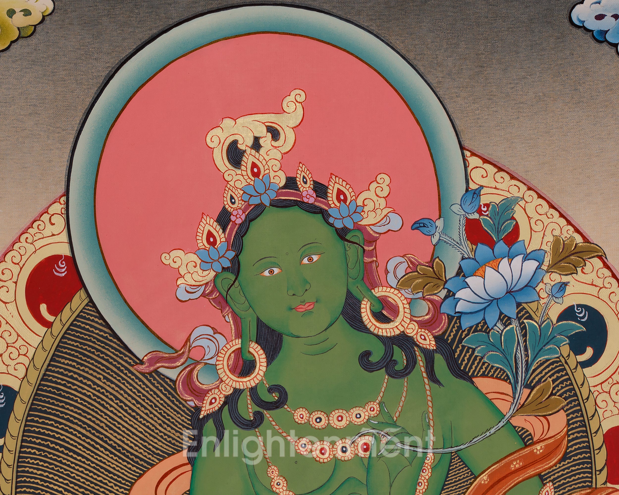 Beautiful Green Tara Thangka | Swift Compassion and Protection Deity