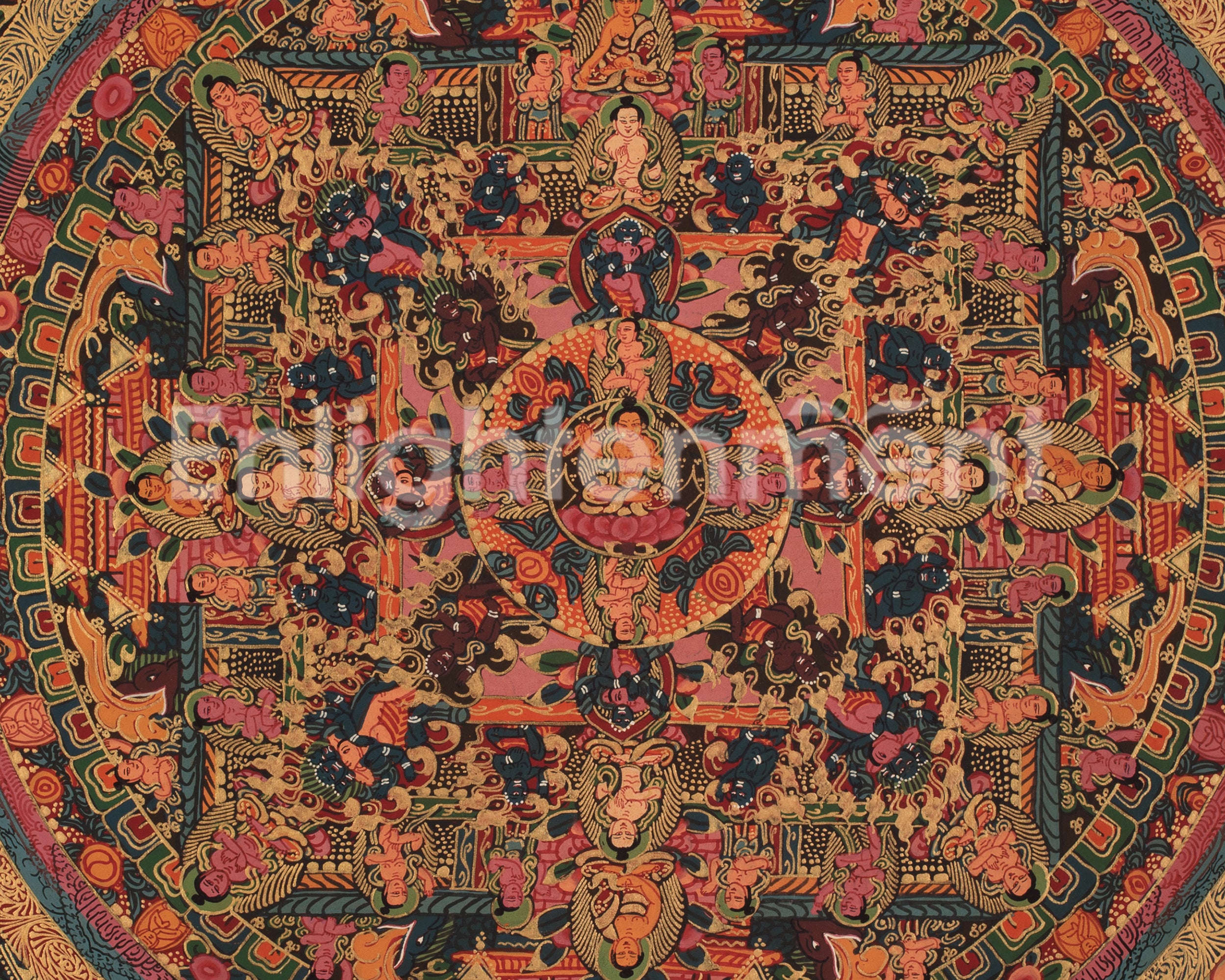 Buddha Mandala Hand Painted Art | Himalayan Artwork of Enlightenment and Spiritual Harmony