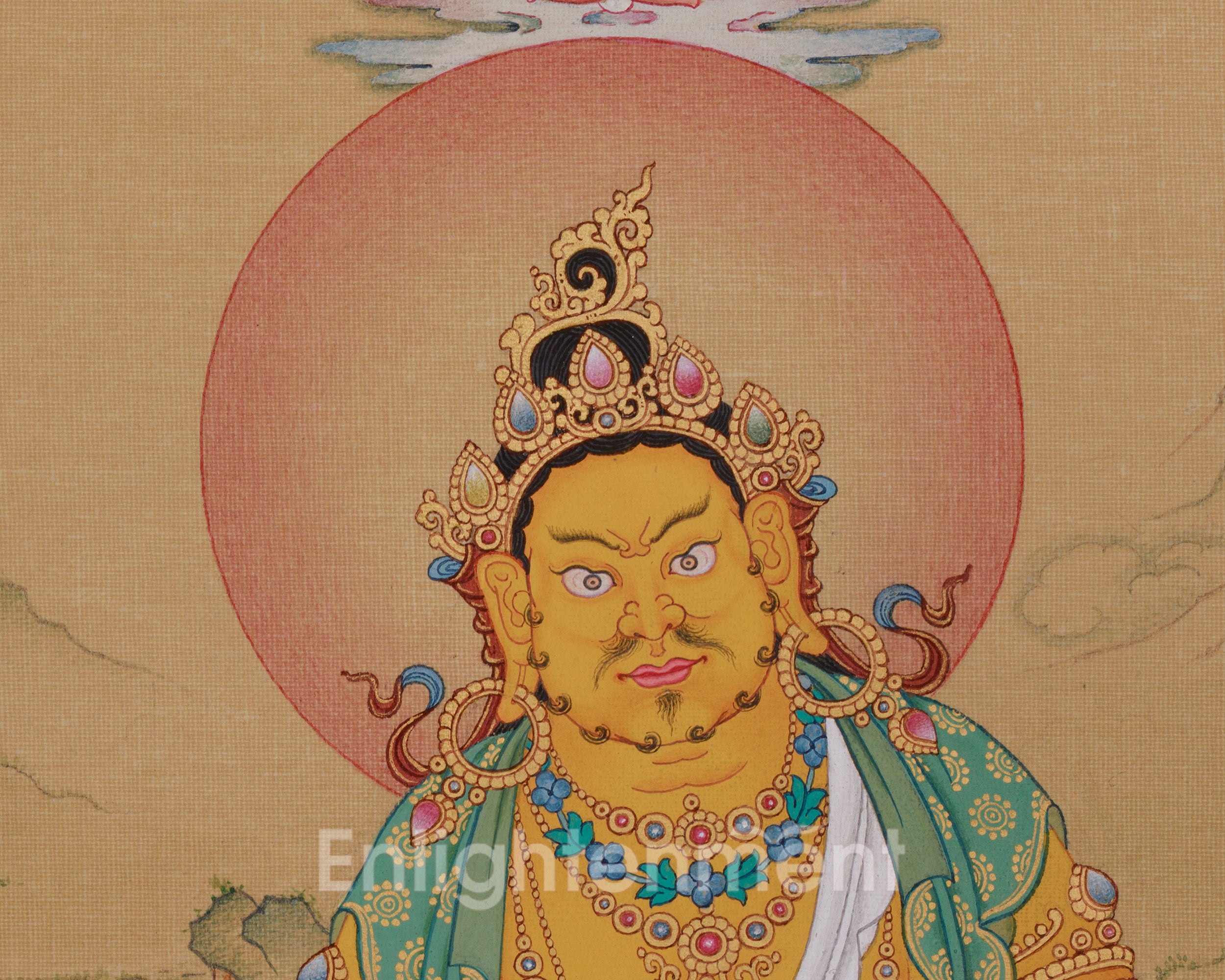 Tibetan Dzambhala with Ratnasambhava Thangka | Prosperity Artwork