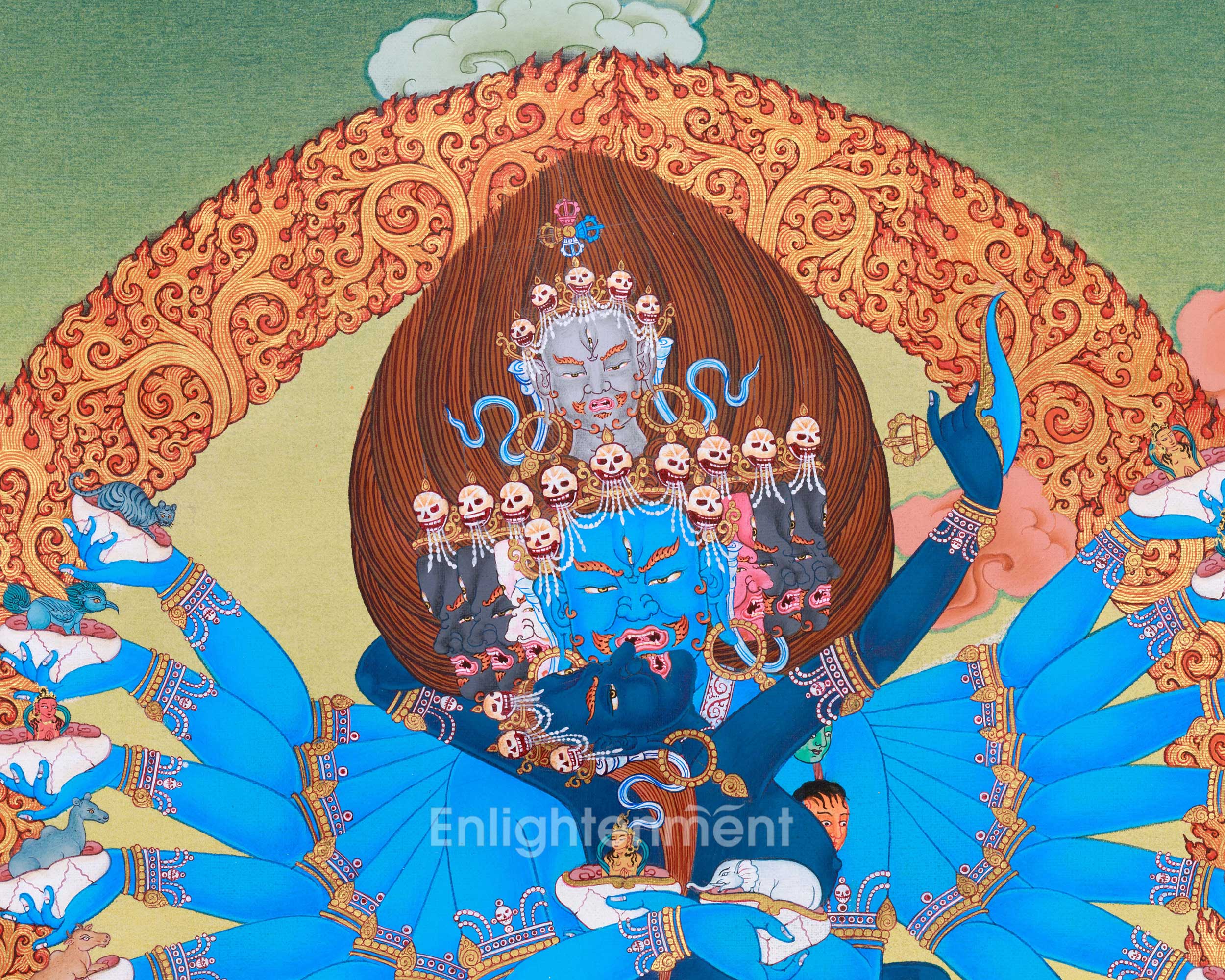 Hand Painted Hevajra Thangka | Himalayan Wrathful Wall Decor | Tibetan Deity