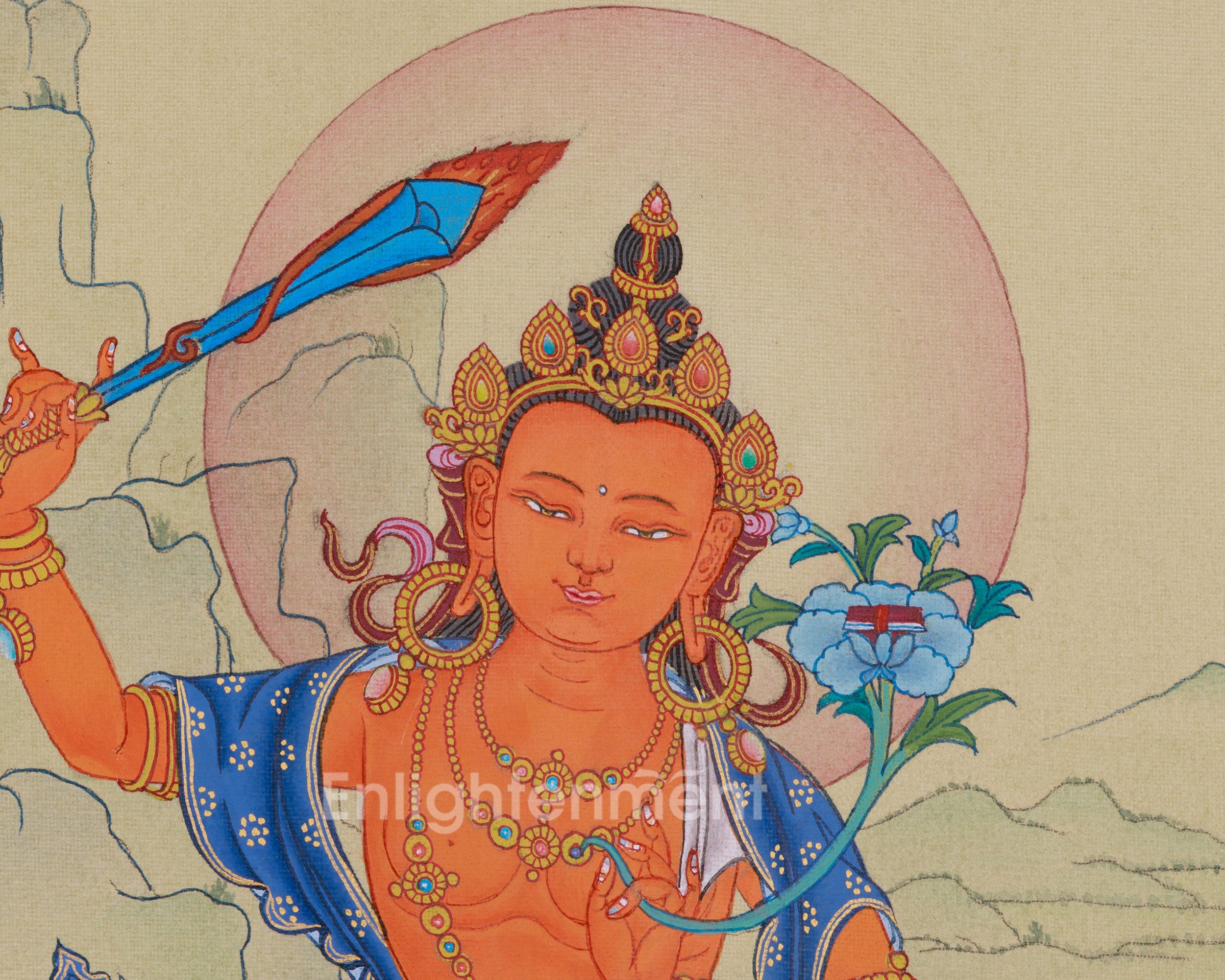 Manjushri Bodhisattva Thangka | Sacred Wisdom Deity Artwork