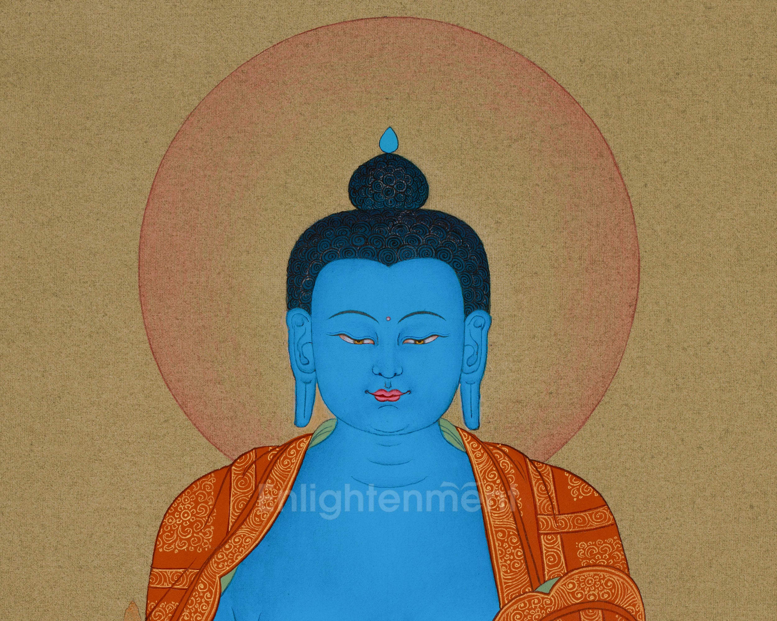 Traditional Bhaisajyaguru Thangka | Hand-Painted Medicine Buddha Art