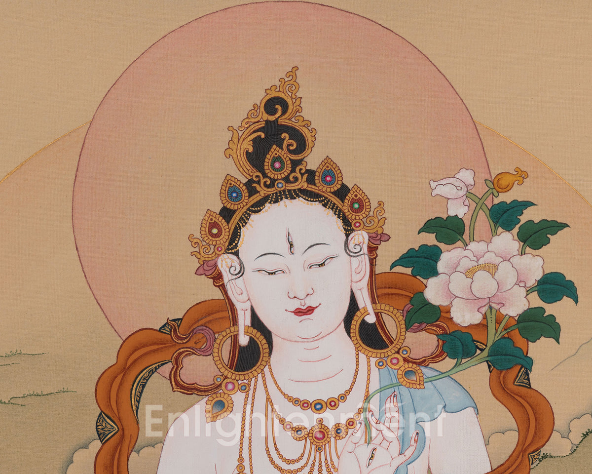 White Tara Sacred Buddhist Art | Sita Tara | Represents Long Life and Healing