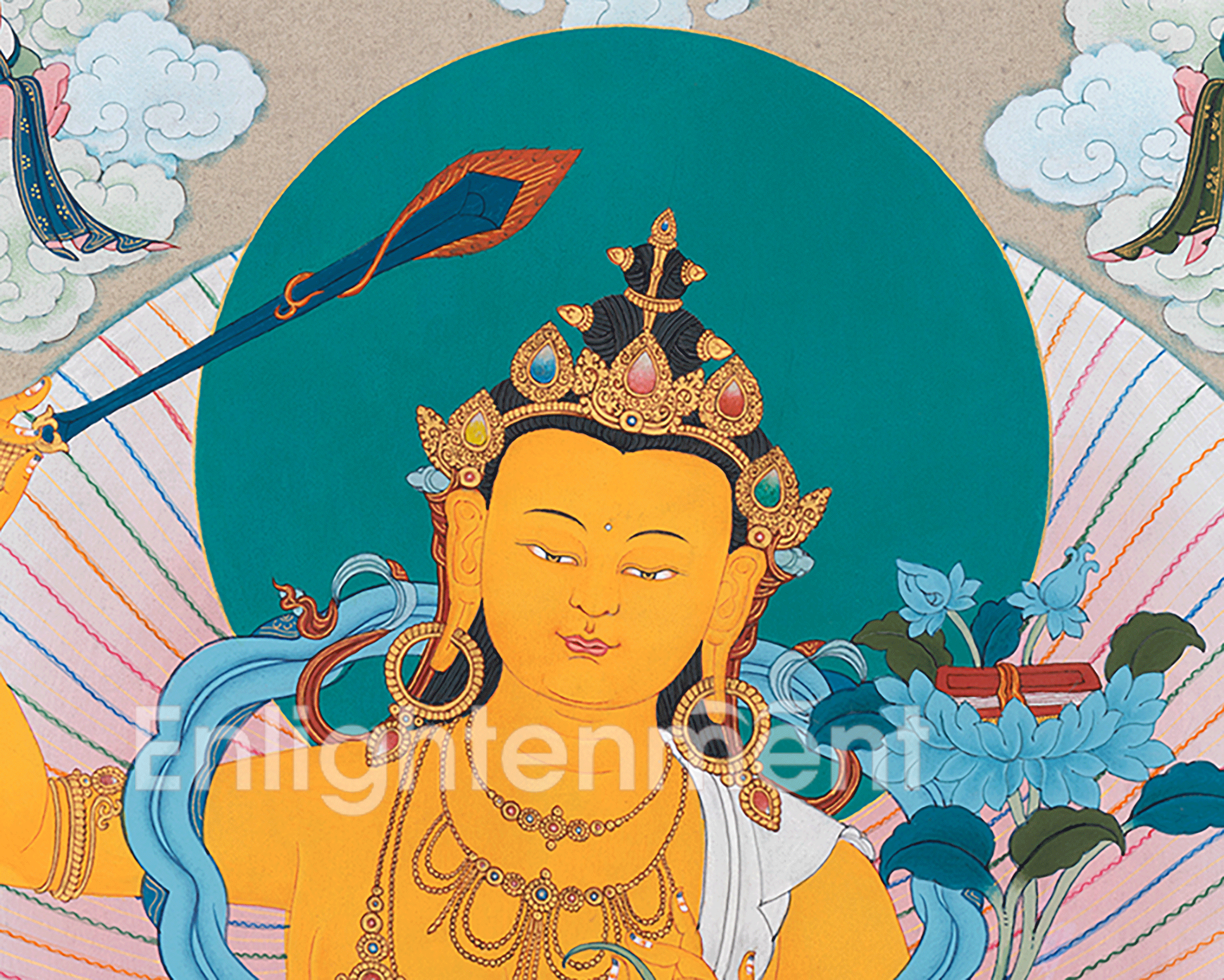 Divine 5 Manjushri Thangka | Tibetan Buddhist Art Featuring Prajnaparamita