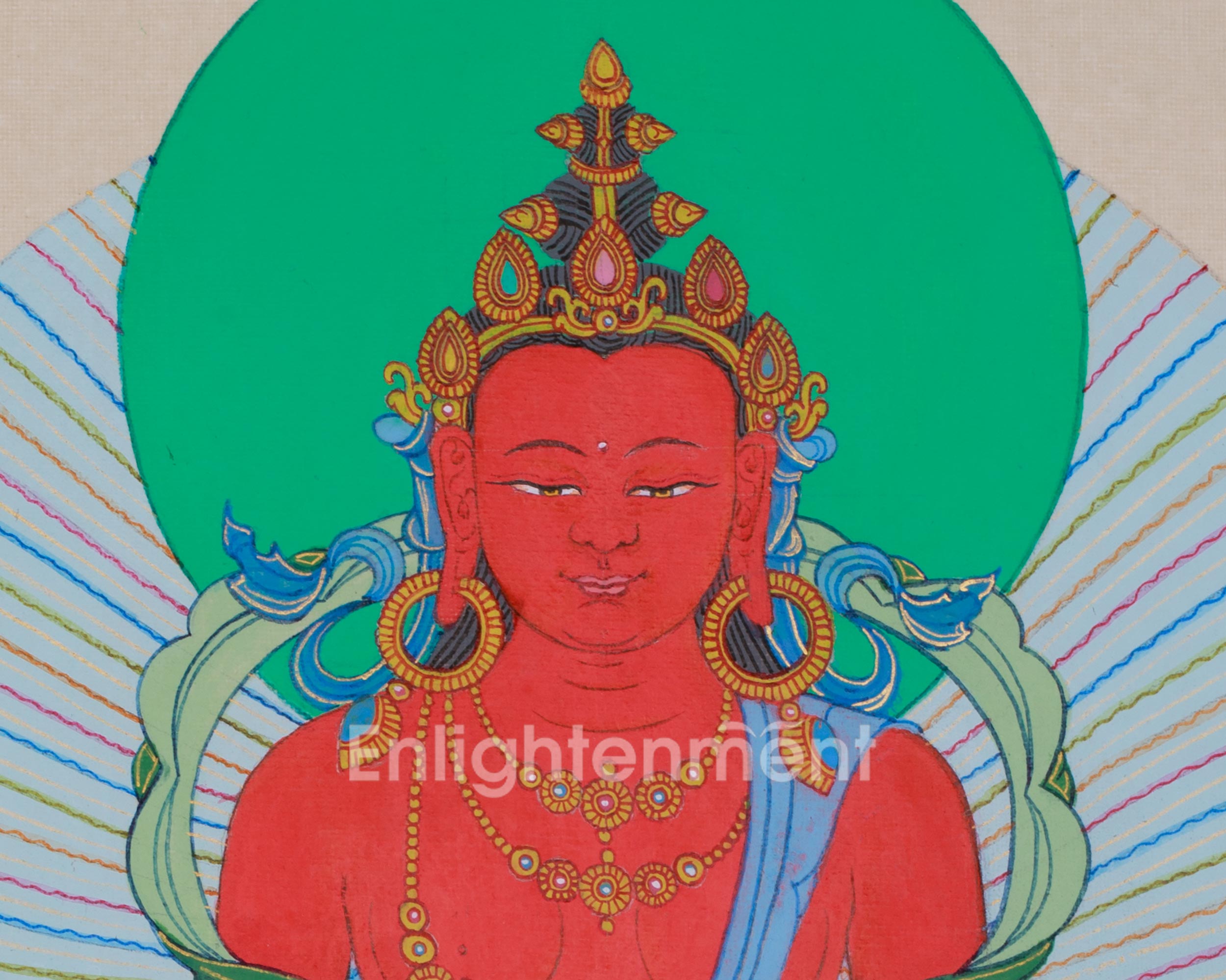 Amitayus, Longevity Buddha | Red Buddha Meditation Artwork With Brocade