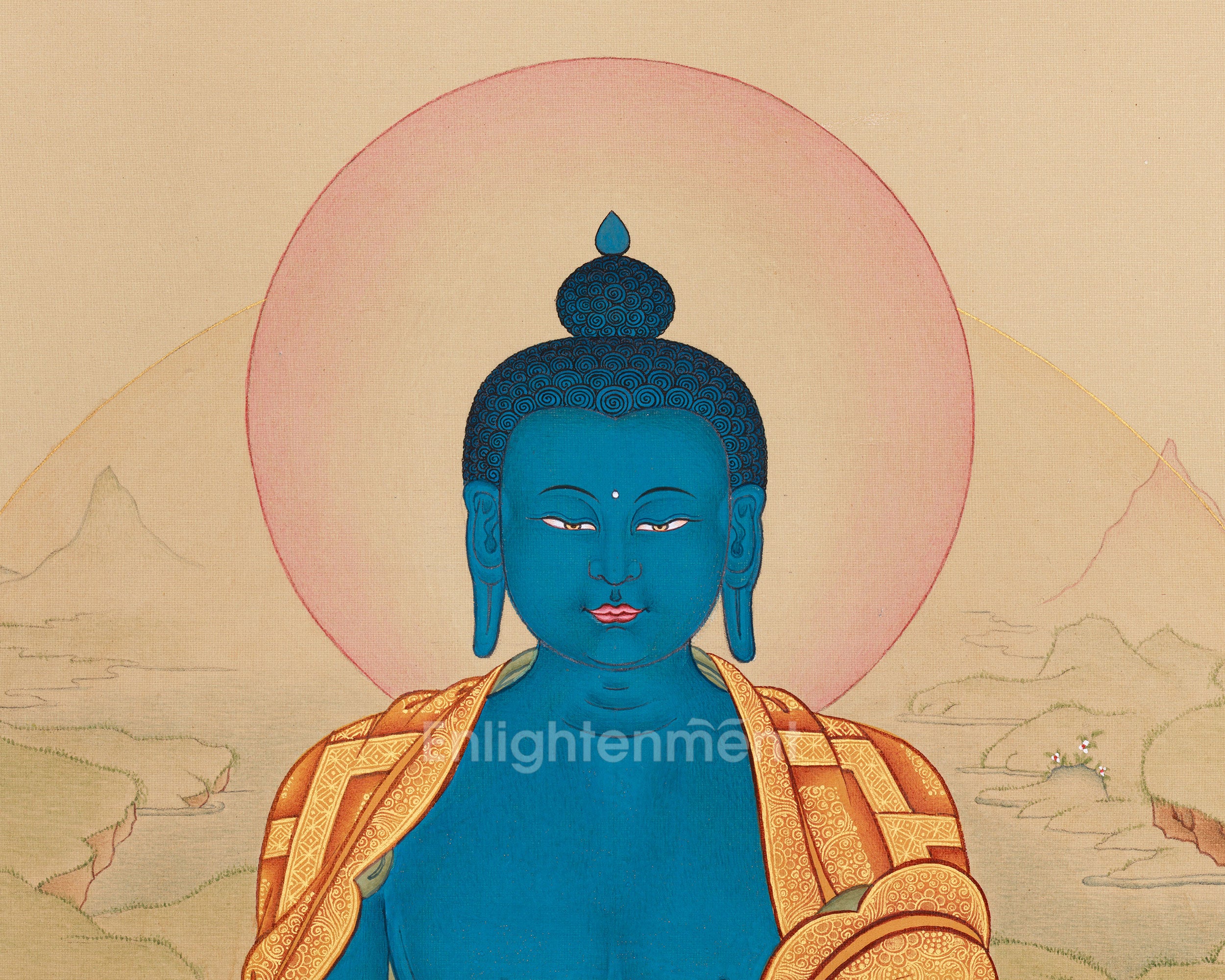 Sangay Menla (Medicine Buddha) Thangka – Traditional Tibetan Healing Art