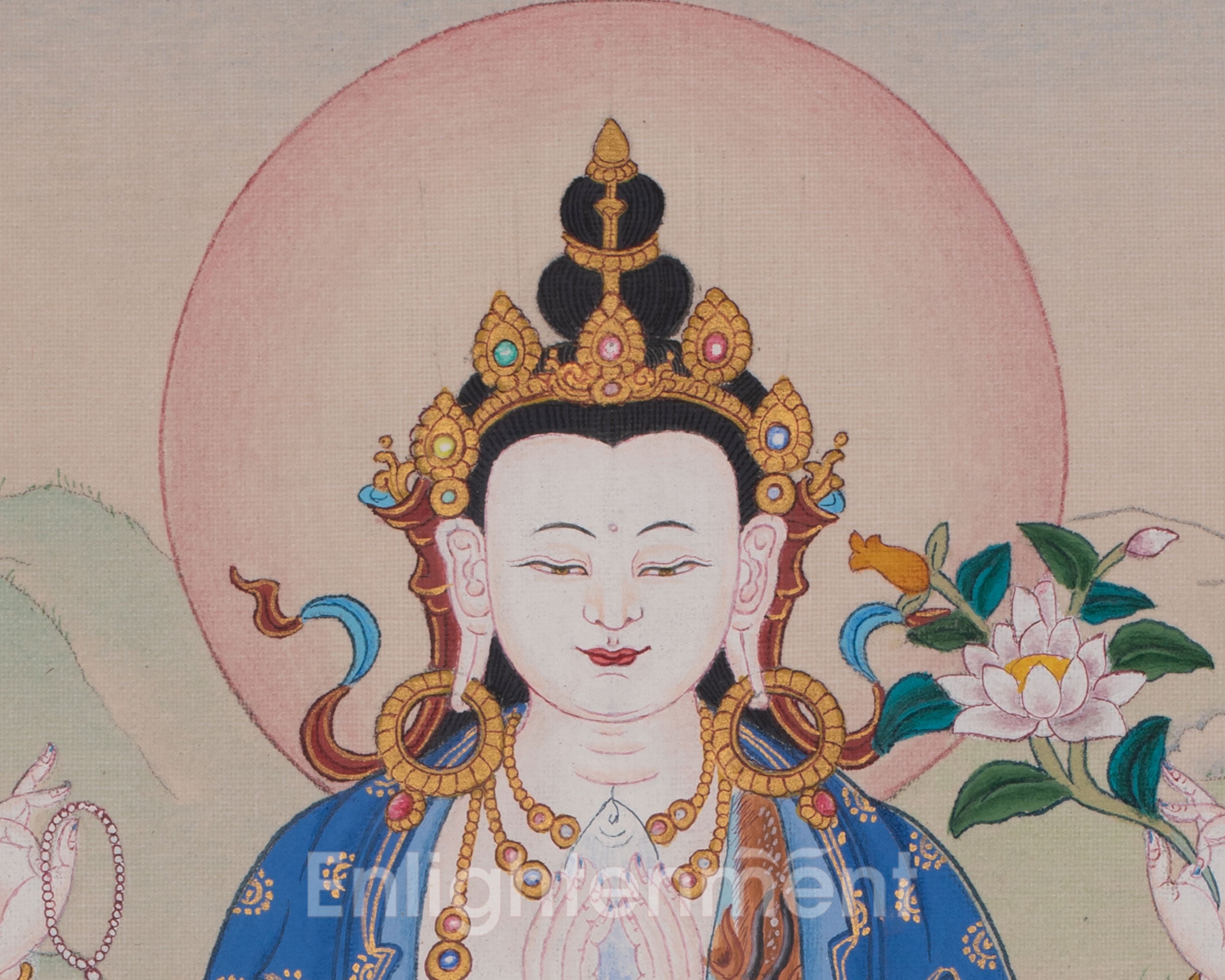 Chenrezig Spiritual Thangka Art | Sacred Representation of Compassion and Wisdom | Home Decor