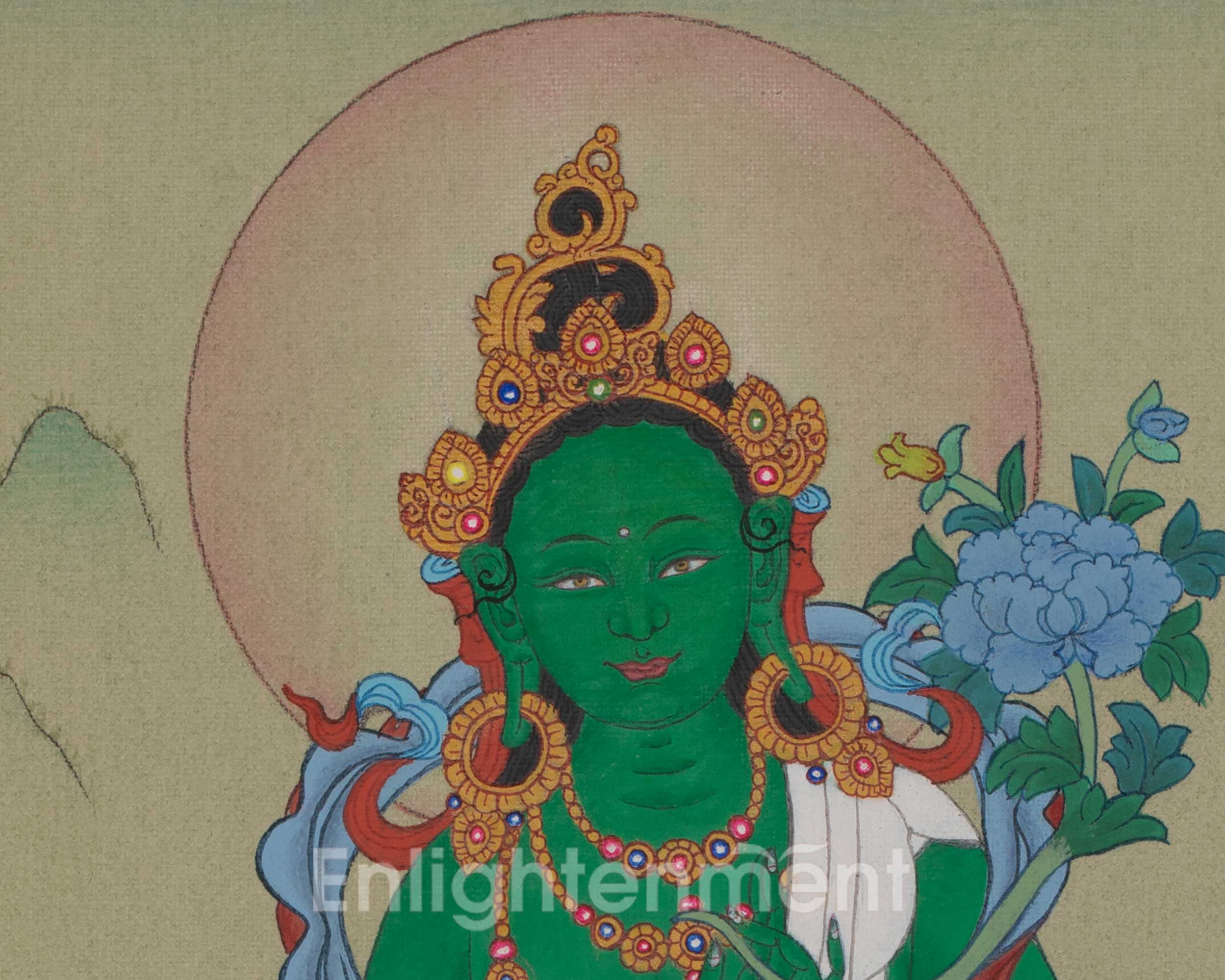 Green Tara Sacred Thangka | Mother of Liberation | Thangka Painting | Himalayan Art