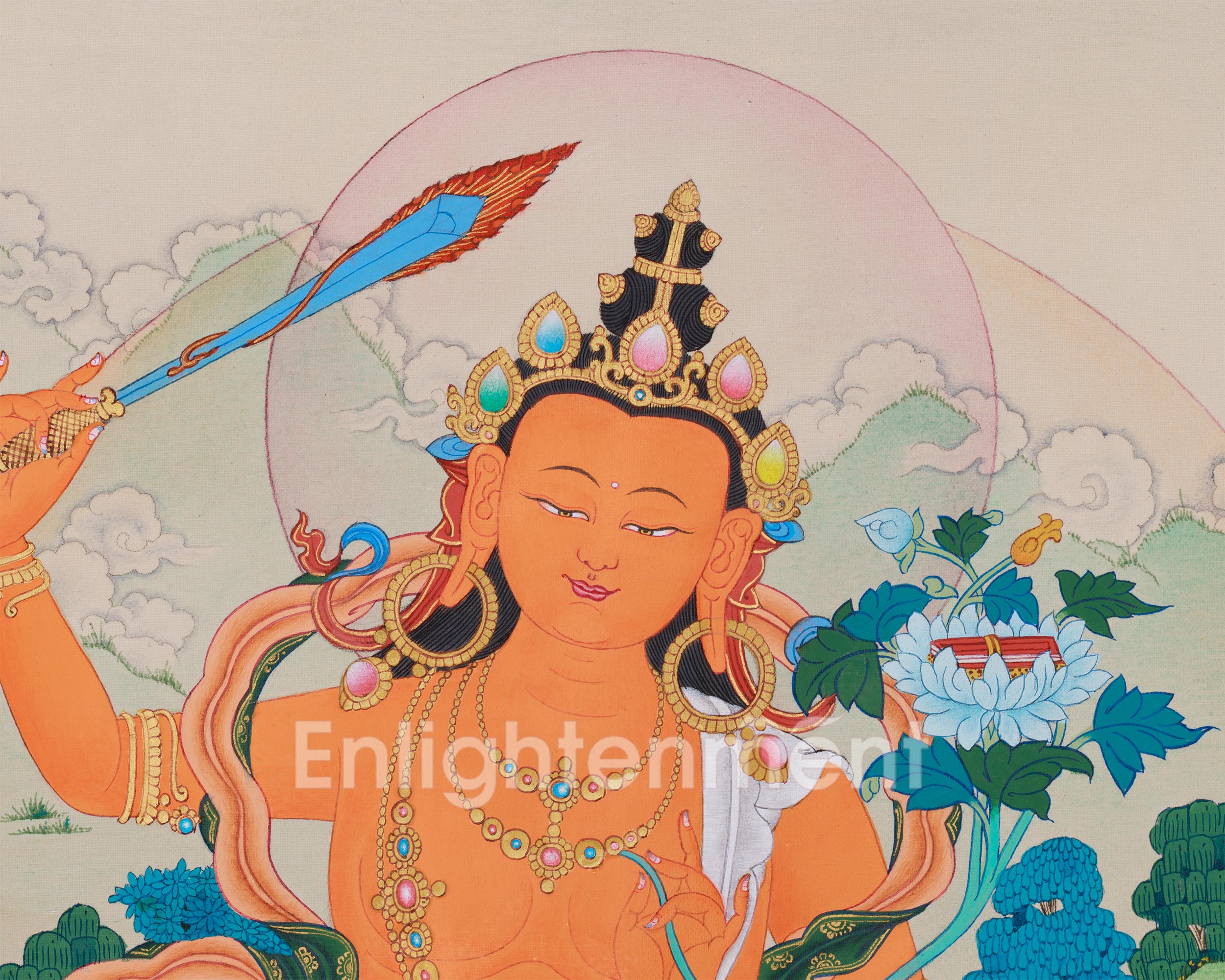 Handmade Manjushri Artwork | Bodhisattva of Wisdom Who Cuts Through Ignorance