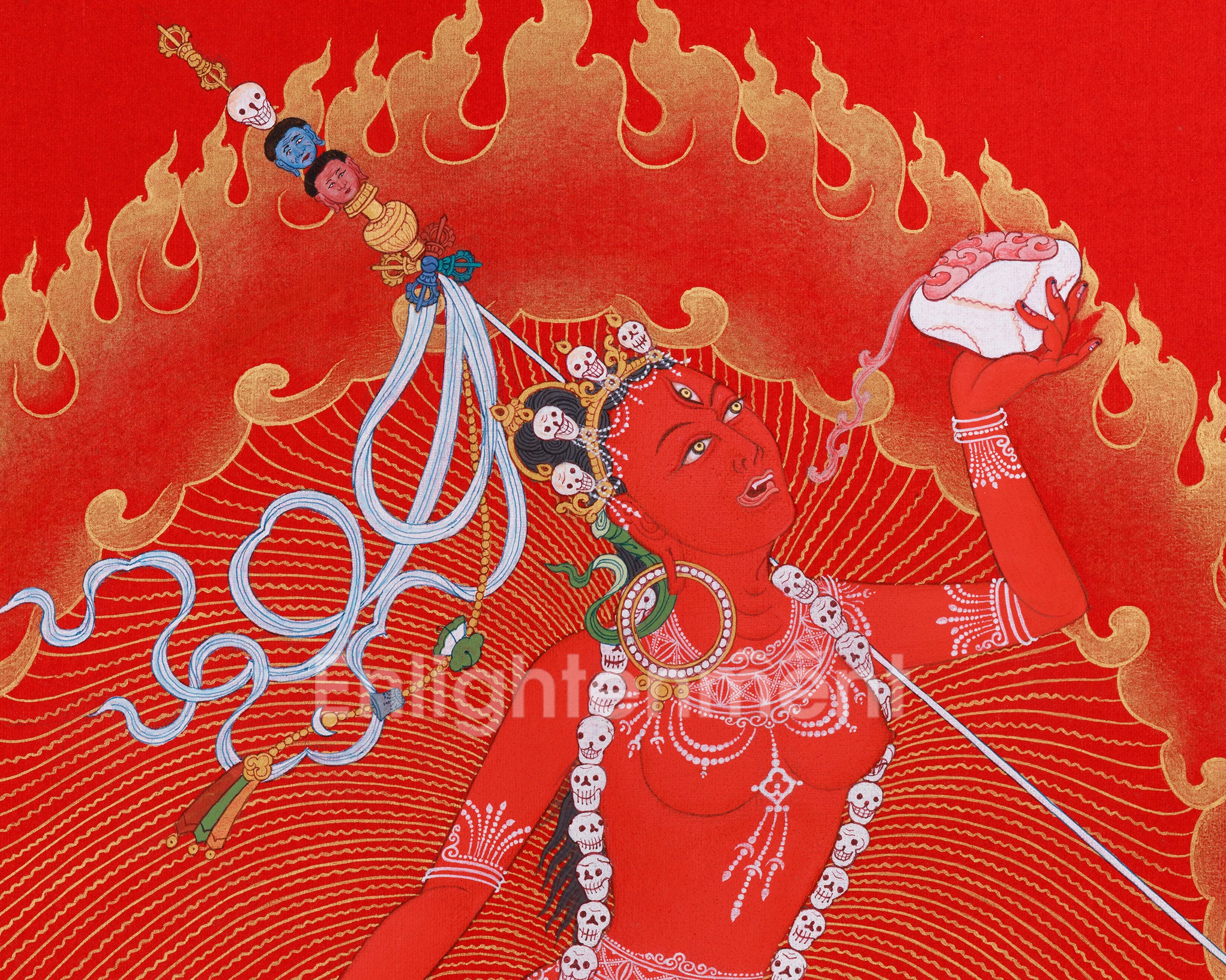 Sacred Dancing Goddess Vajrayogini | Tantric Artwork in Nakthang Style