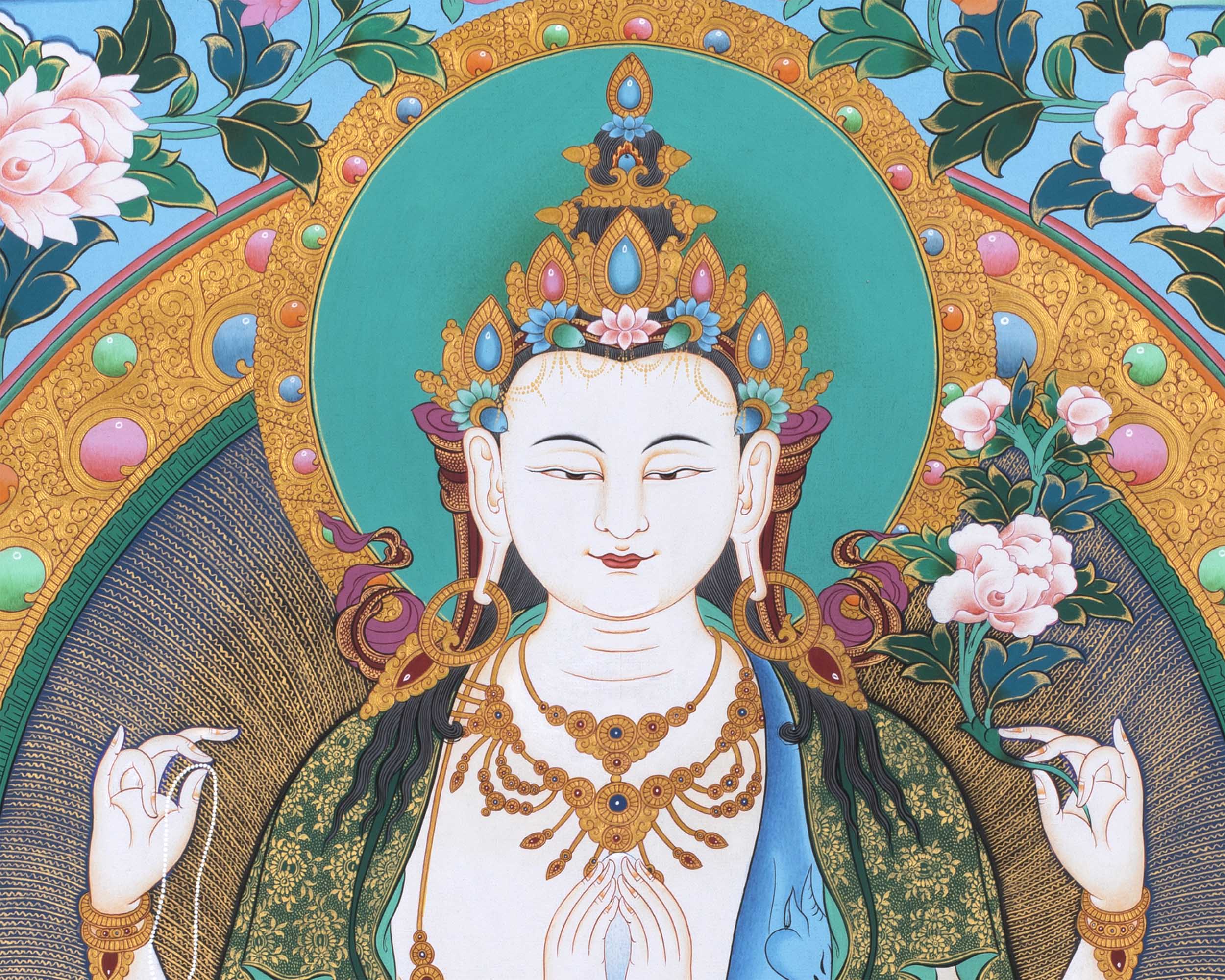 Chenrezig Thangka Print For Spiritual Awakening | Divine Avalokiteshvara Print | Exquisite Wall Hanging Art