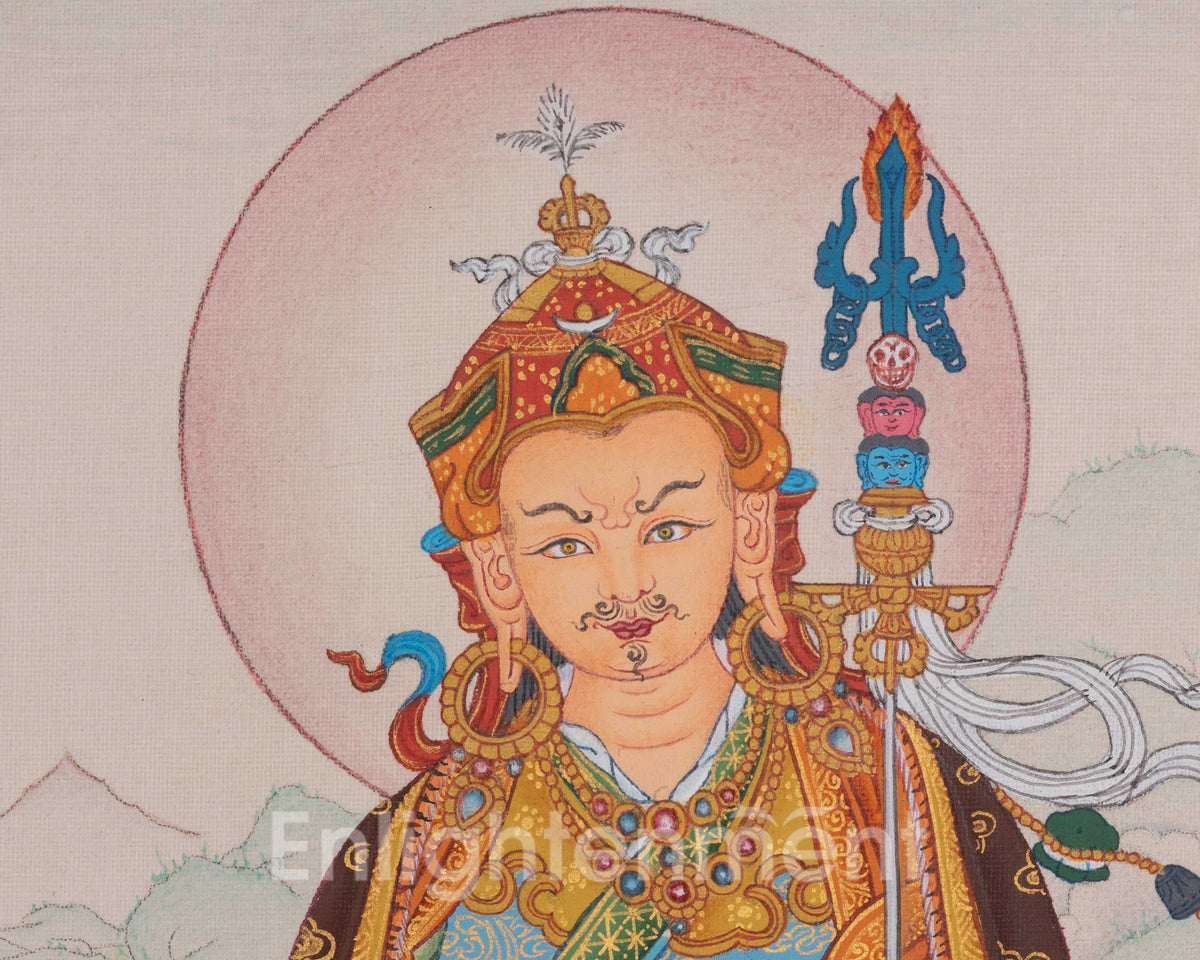 Guru Rinpoche Traditional Thangka | Lotus-Born Master of Vajrayana Buddhism