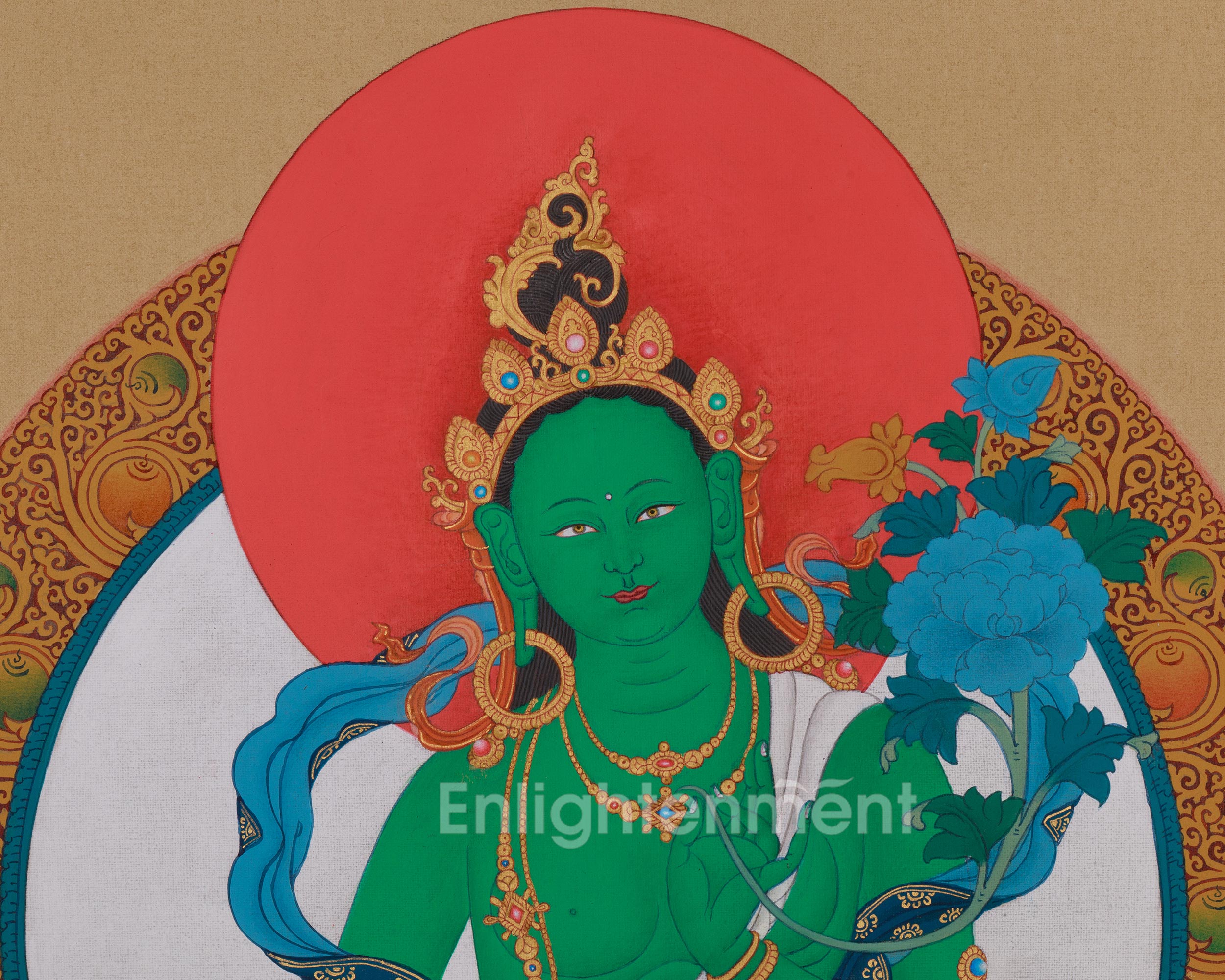 Tibetan Green Tara Thangka | The Goddess of Compassion and Protection